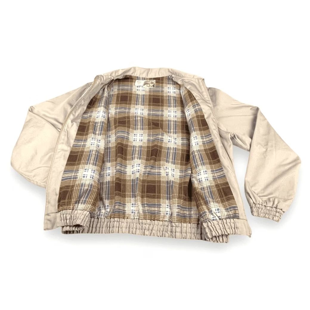 Vintage VINTAGE Kennington Jacket Mens Beige 70s Bomber Cotton Blend Lined Piping Plaid Lining 25 Chest Short Length XL Size US L / EU 52-54 / 3 - 4 Thumbnail