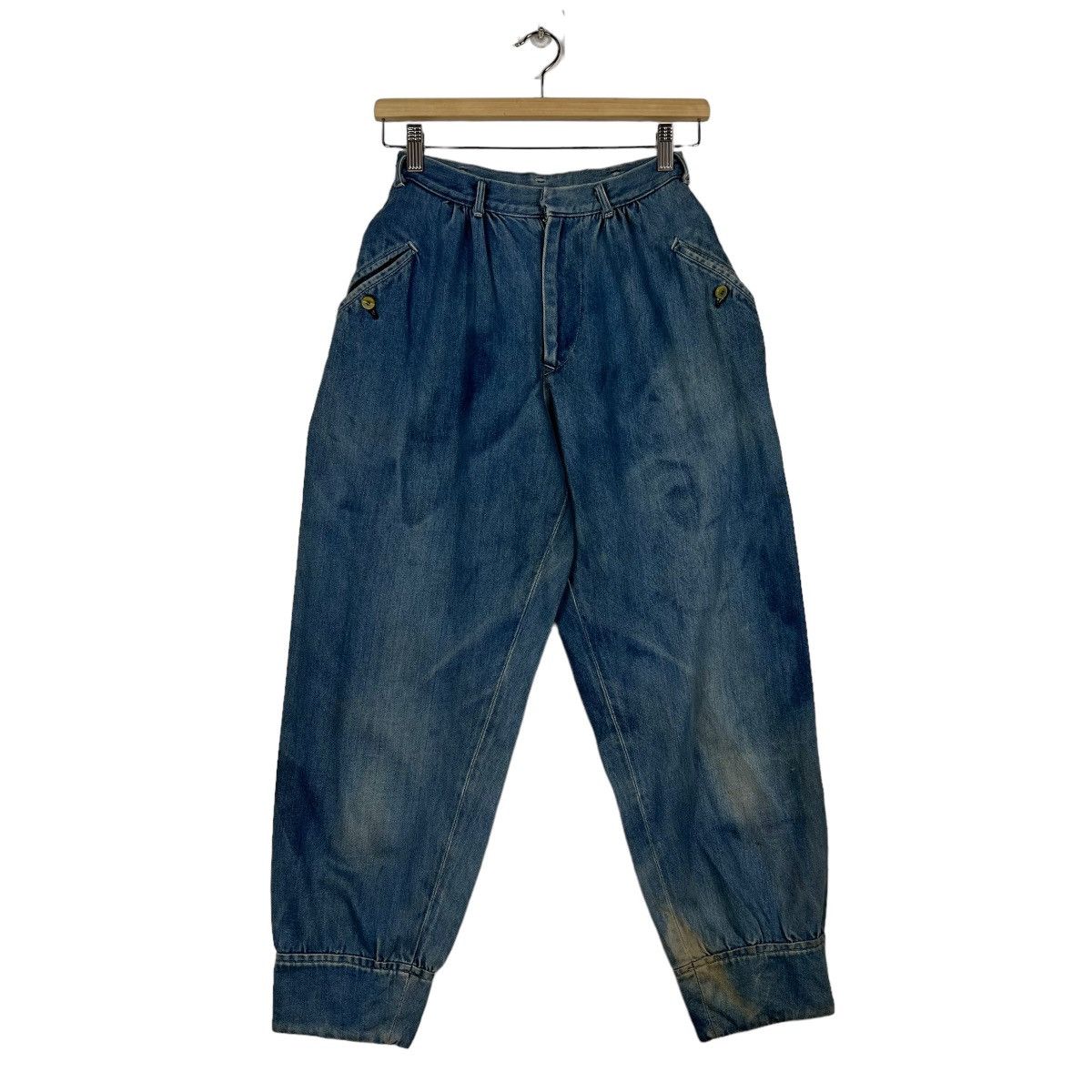 Yohji Yamamoto 🔥 VINTAGE 80s Y's YOHJI YAMAMOTO BAGGY DYED DENIM JEANS Size 26" / US 2 / IT 38 - 2 Thumbnail