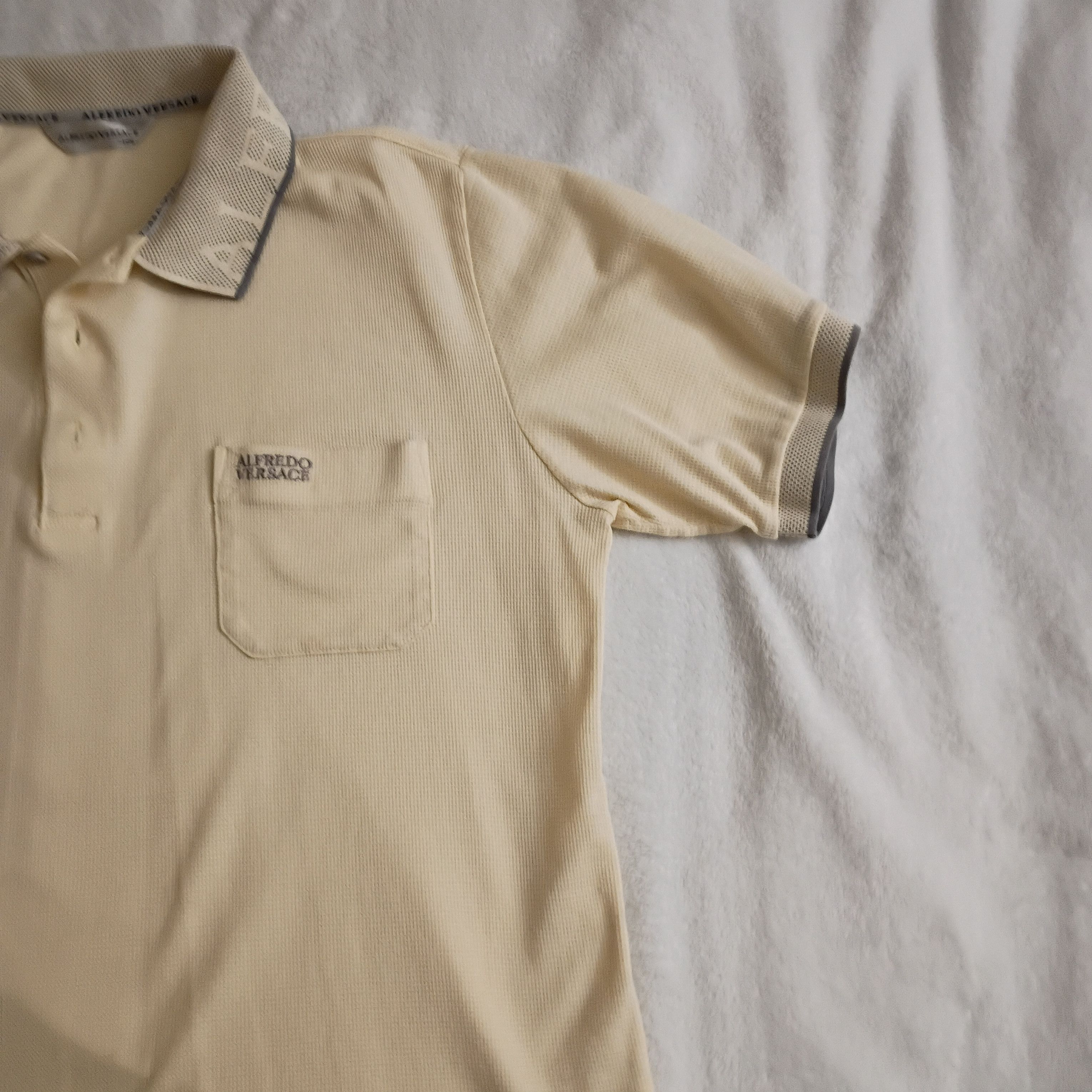 Other Adult Male Alfredo Versace Polo T-Shirt White USED Size US L / EU 52-54 / 3 - 4 Thumbnail