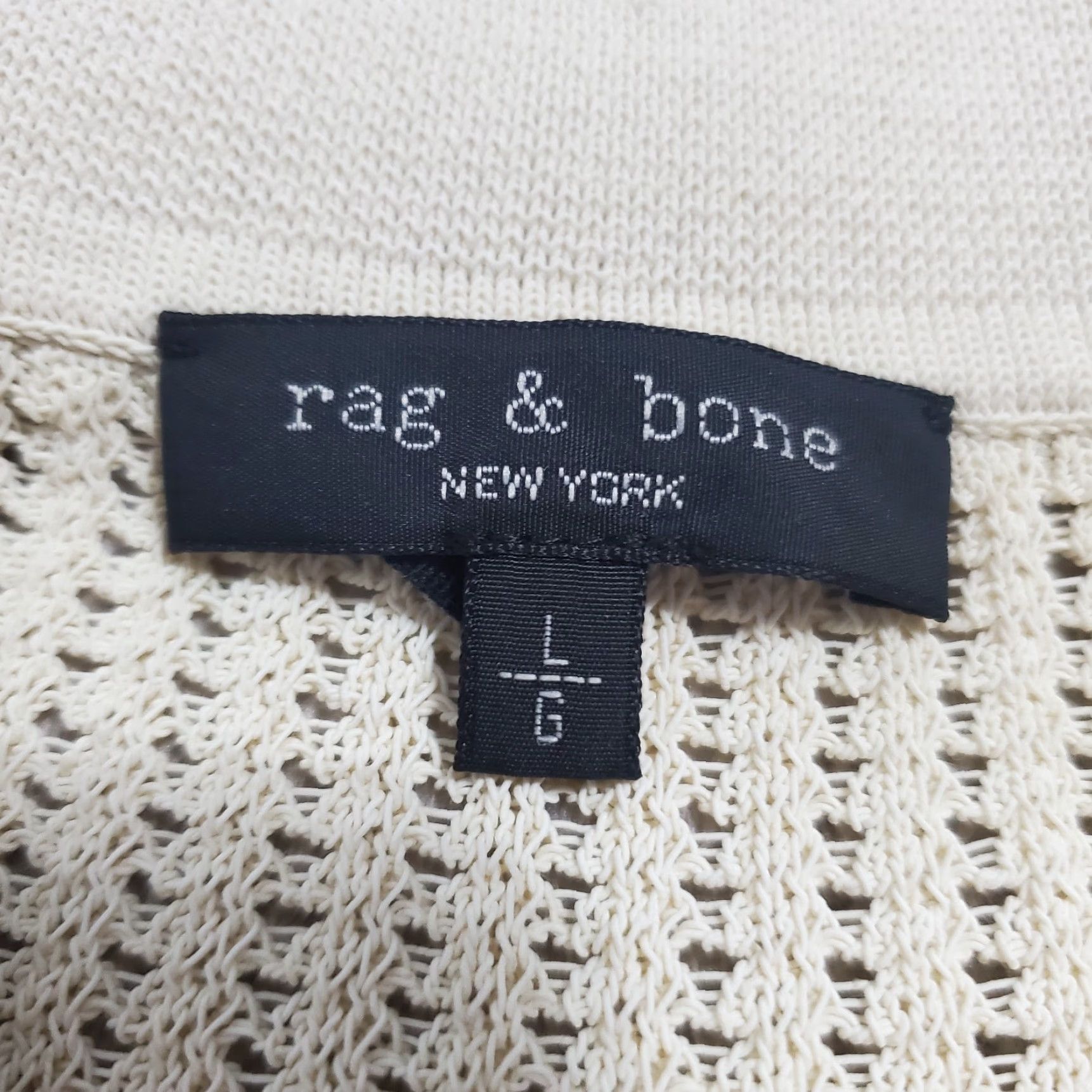 Rag & Bone VINTAGE Rag & Bone Polo Women L Ivory Open Knit Short Sleeve Casual Collared Neckline Size L / US 10 / IT 46 - 3 Thumbnail