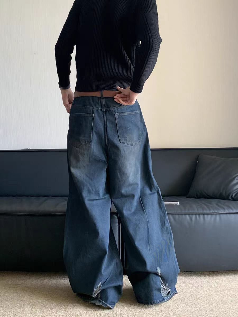 Japanese Brand × Jean Vintage street wash ripped baggy denim pants Size US 30 / EU 46 - 2 Thumbnail