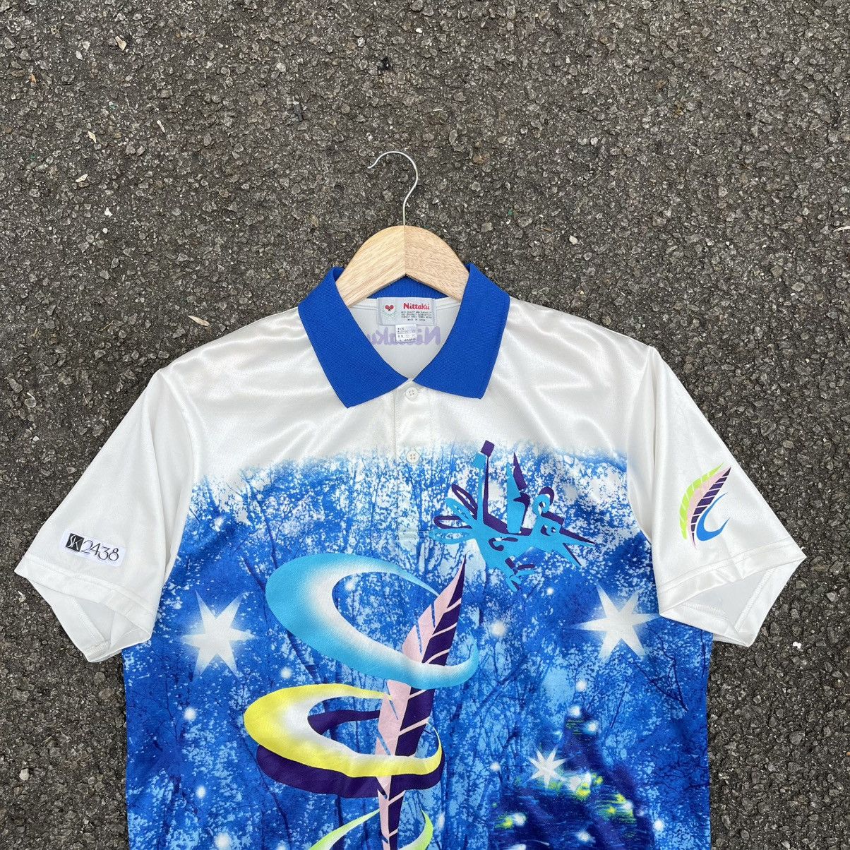 Japanese Brand Vintage 90s NITTAKU Table Tennis Jersey Art Psychedelic Size US L / EU 52-54 / 3 - 5 Thumbnail
