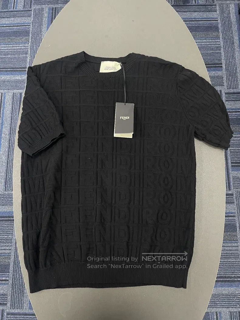 Fendi Fendi Embroidered Logo Knit Crewneck Sweater - Black Size US L / EU 52-54 / 3 - 1 Thumbnail