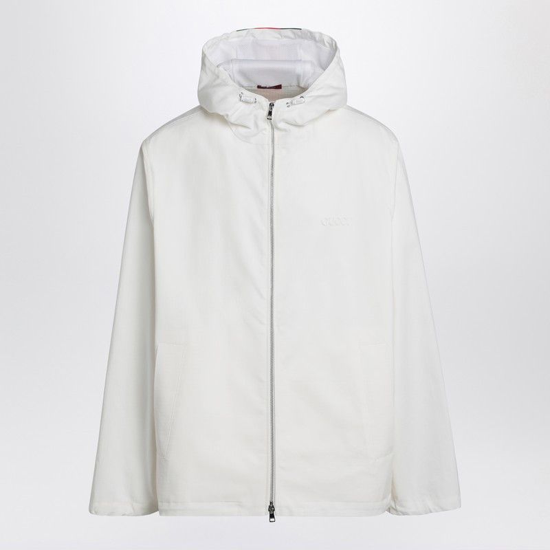 Gucci White Zip-Up Jacket With Logo Print