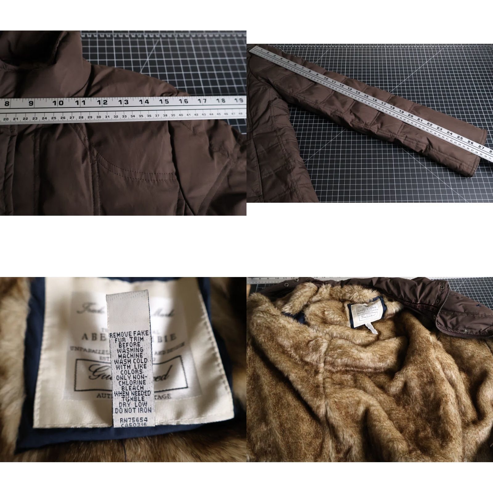 Abercrombie & Fitch Abercrombie & Fitch Jacket Women's XL Brown Faux Fur Lined Down Insulated Slim Puffer Jacket Size XL / US 12-14 / IT 48-50 - 8 Thumbnail