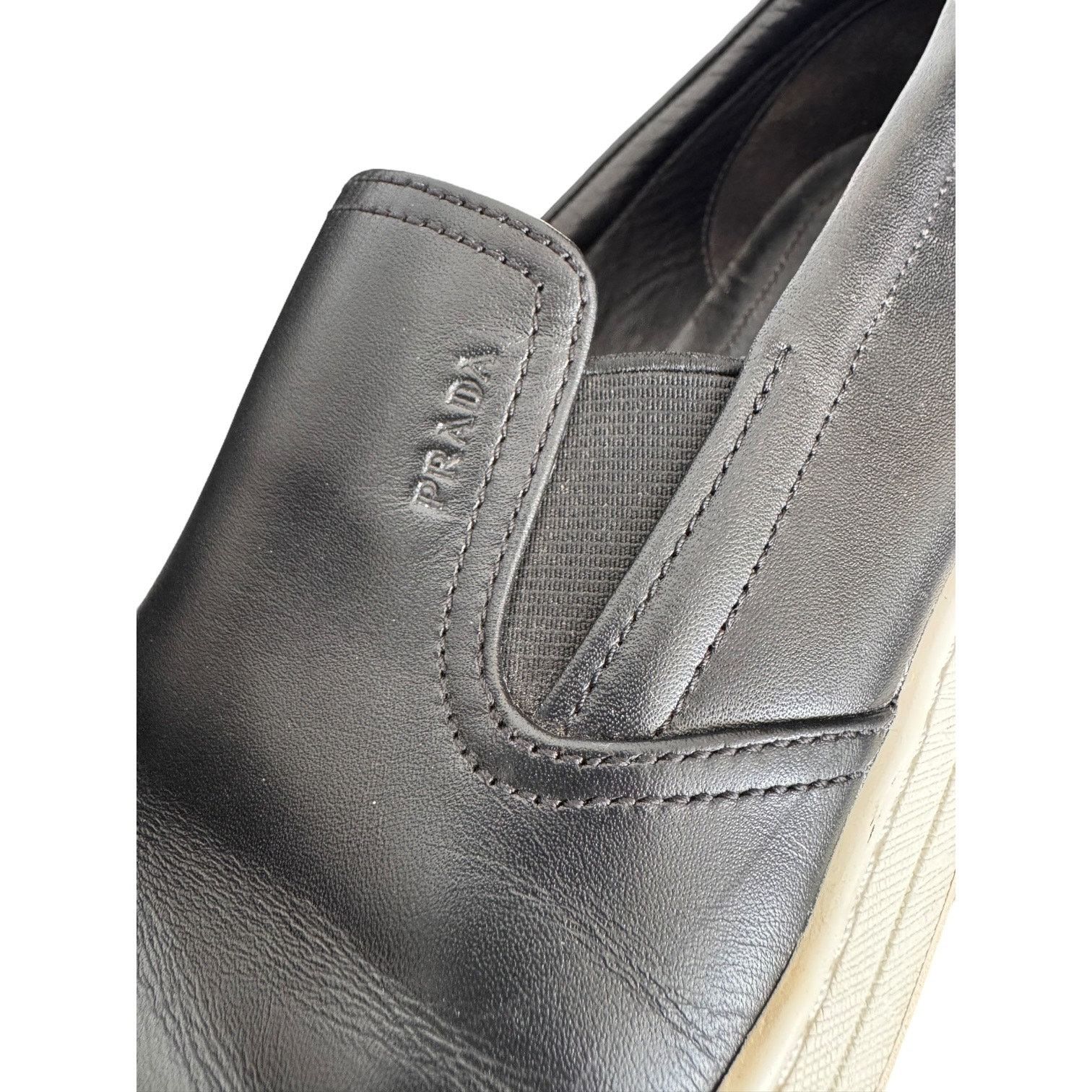 Prada Prada Linea Rossa Black Leather Slip-On Sneakers Italy 7.5 Size US 7.5 / EU 40-41 - 5 Thumbnail