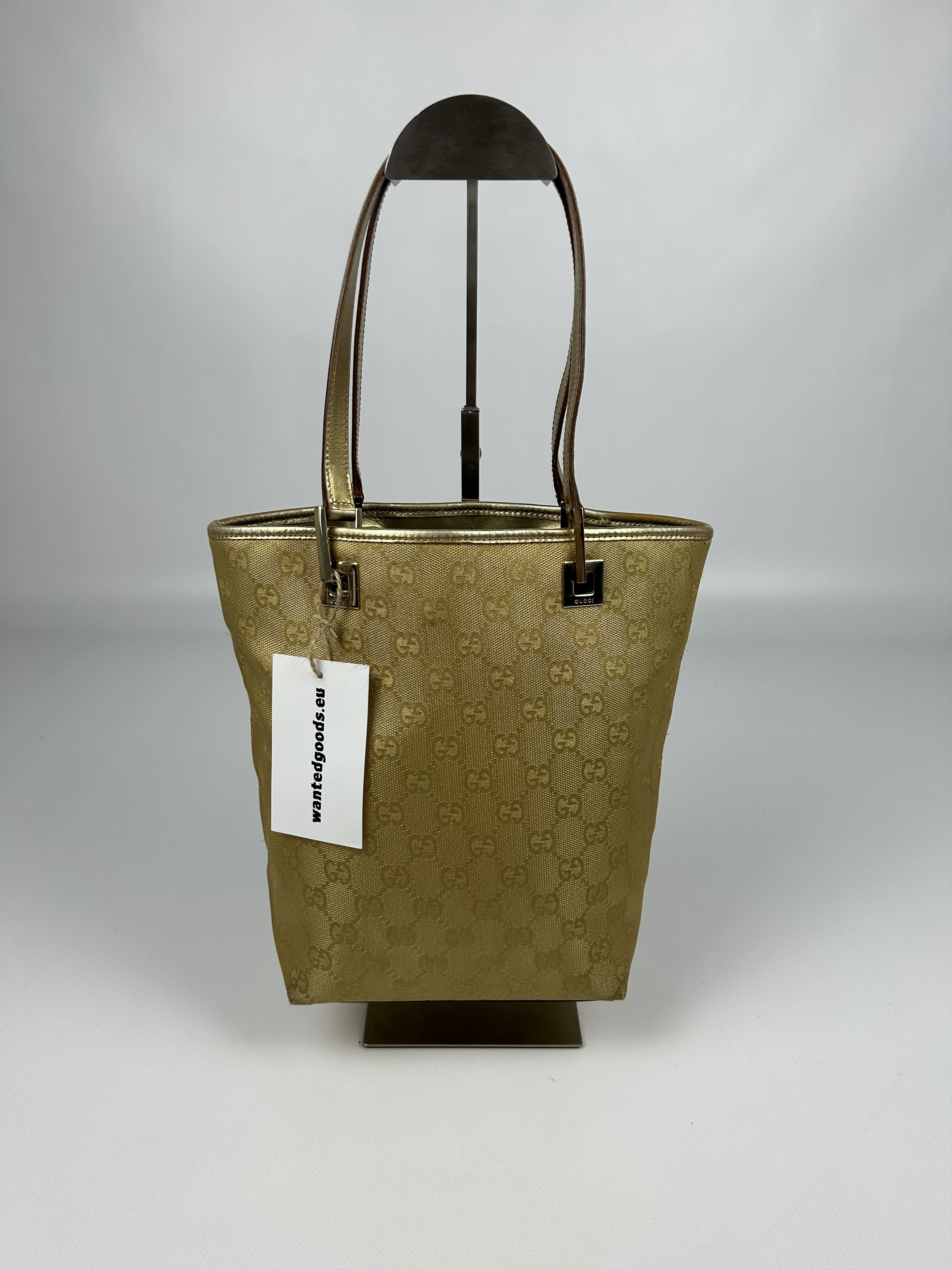 image of Gucci GG Canvas Monogram Gold Shopper Bag Tote, Women's