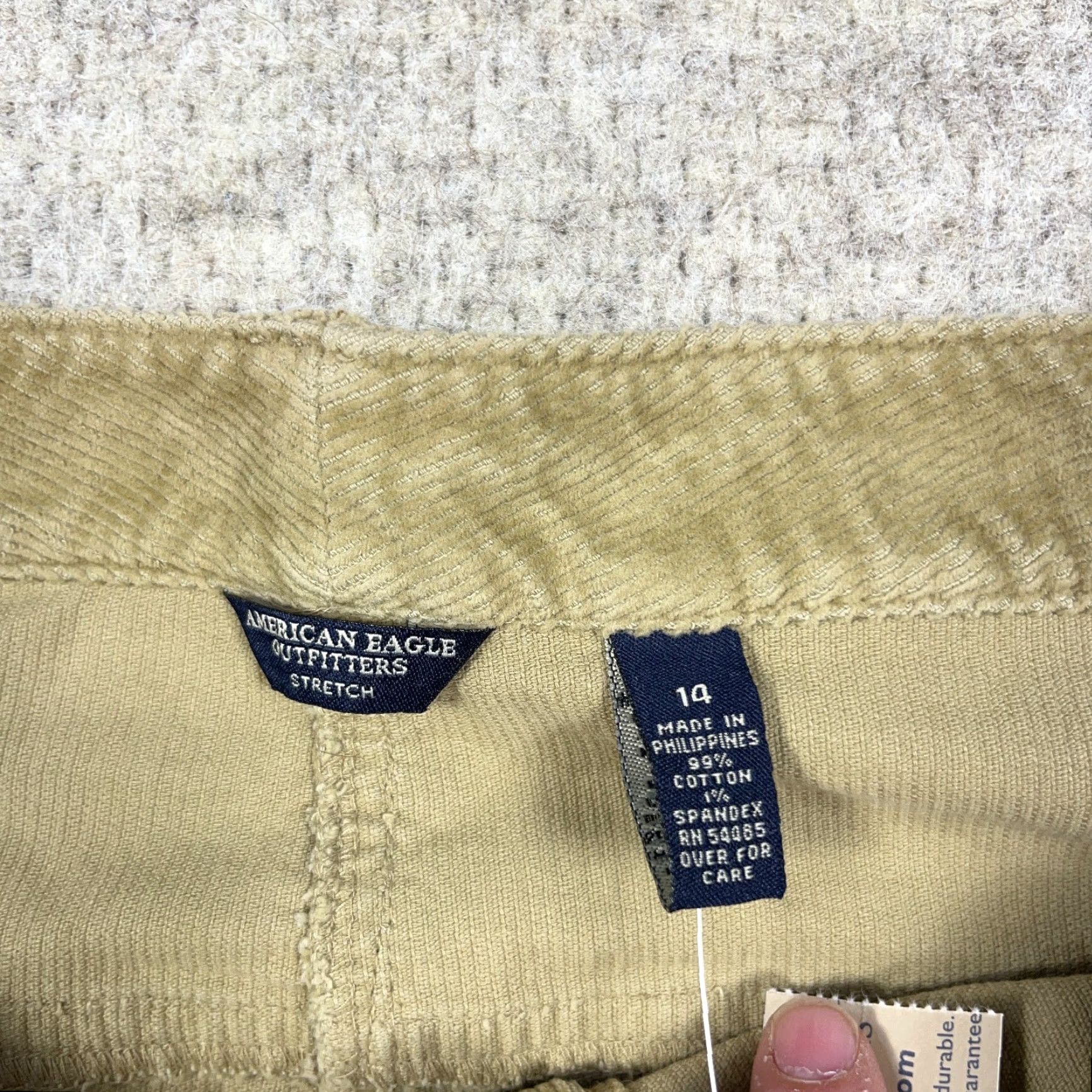 American Eagle Outfitters VINTAGE American Eagle Outfitters Skirt 14 Tan Khaki Corduroy Stretch Double Slit Mini Beige 90s Womens Size 36" / US 14 / IT 50 - 3 Thumbnail
