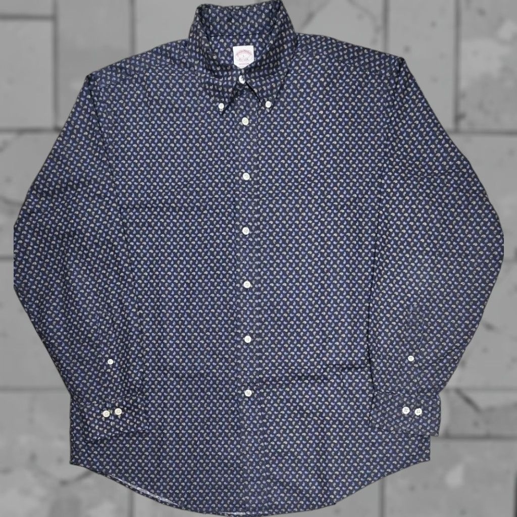 Brooks Brothers BROOKS BROTHERS Button-Up Madison Shirt L Navy Paisley Long Sleeve Men Size US L / EU 52-54 / 3 - 1 Thumbnail
