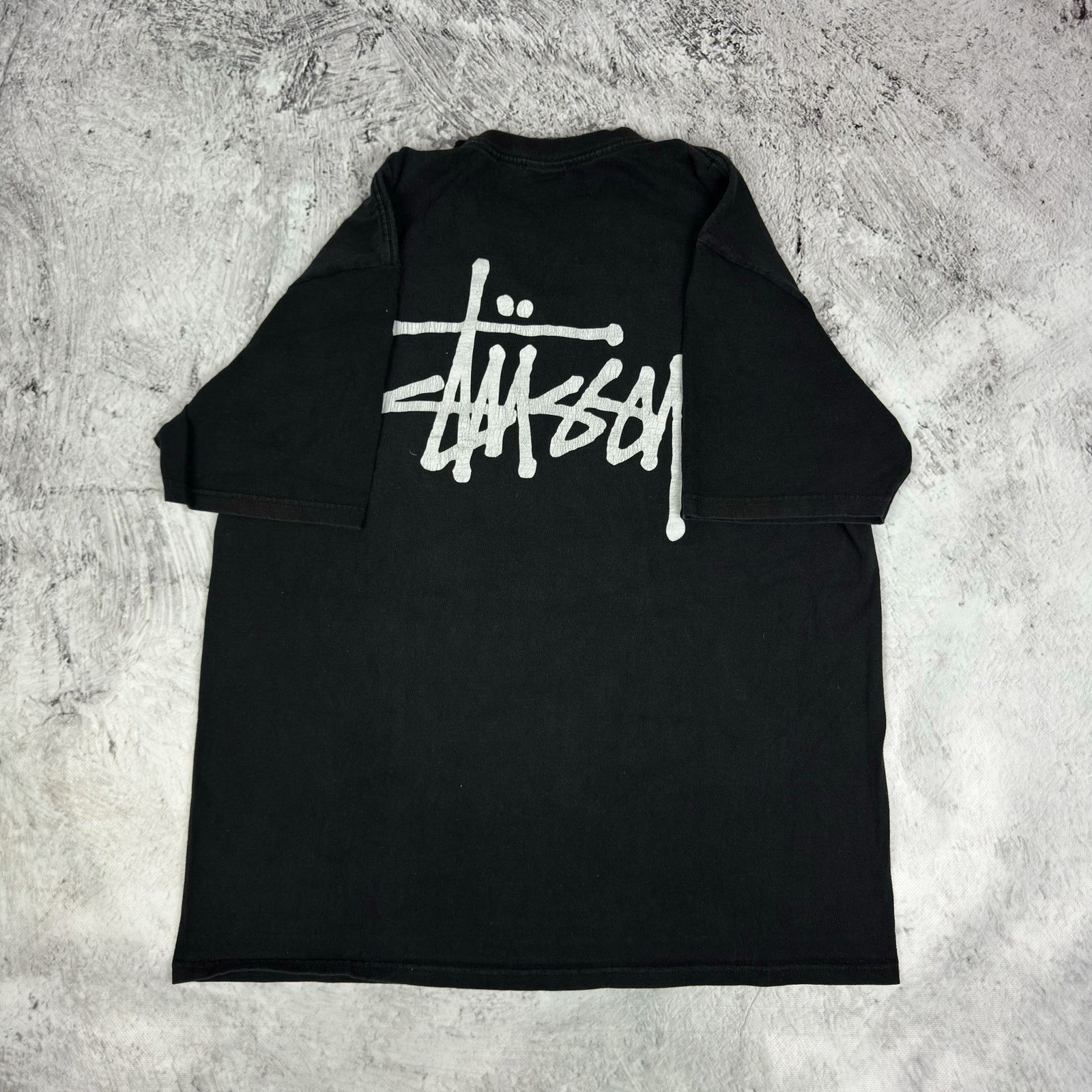 Streetwear × Stussy Stussy Reflection Crystal Black Tee Shirt Size