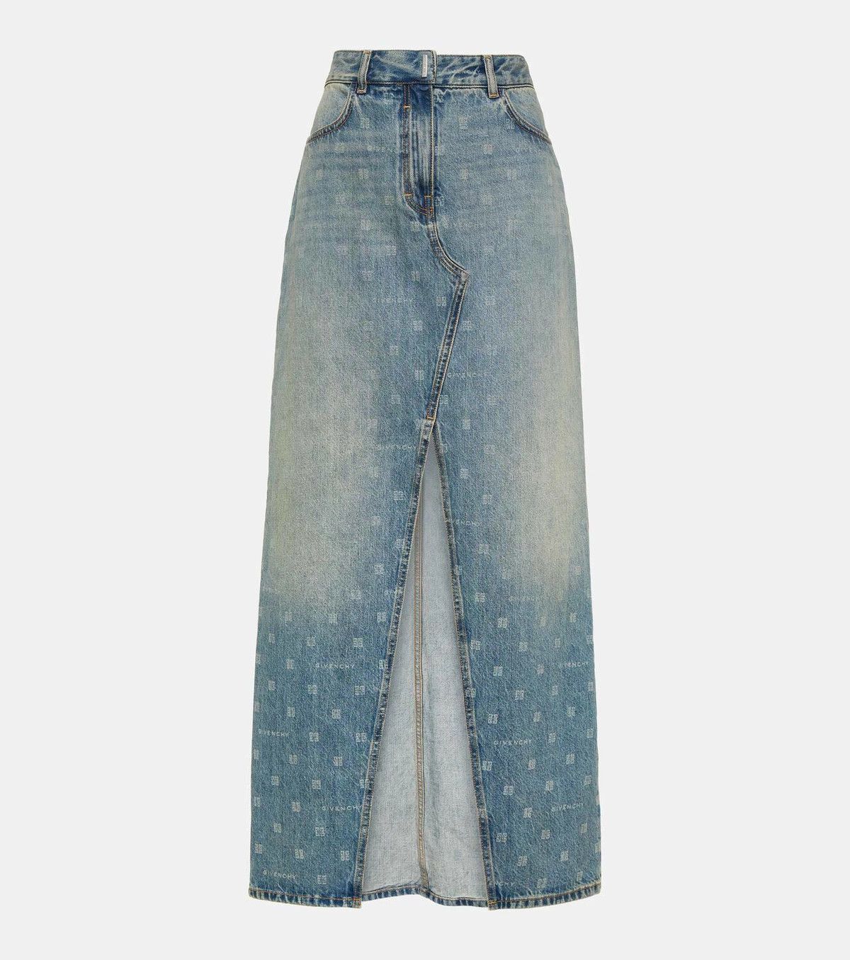 Givenchy o1srvl11e0225 4G High-Rise Denim Maxi Skirt in Light Blue Size 28" / US 6 / IT 42 - 1 Thumbnail
