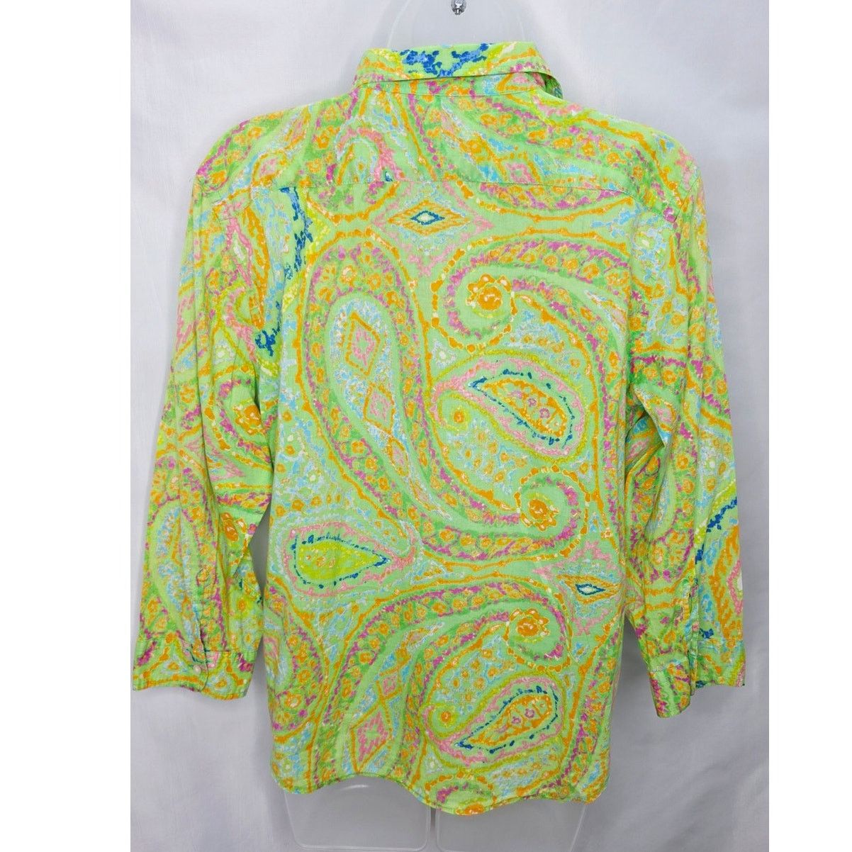 Ralph Lauren Lauren Ralph Lauren Green Paisley Blouse Button Front Boho Size L / US 10 / IT 46 - 2 Thumbnail
