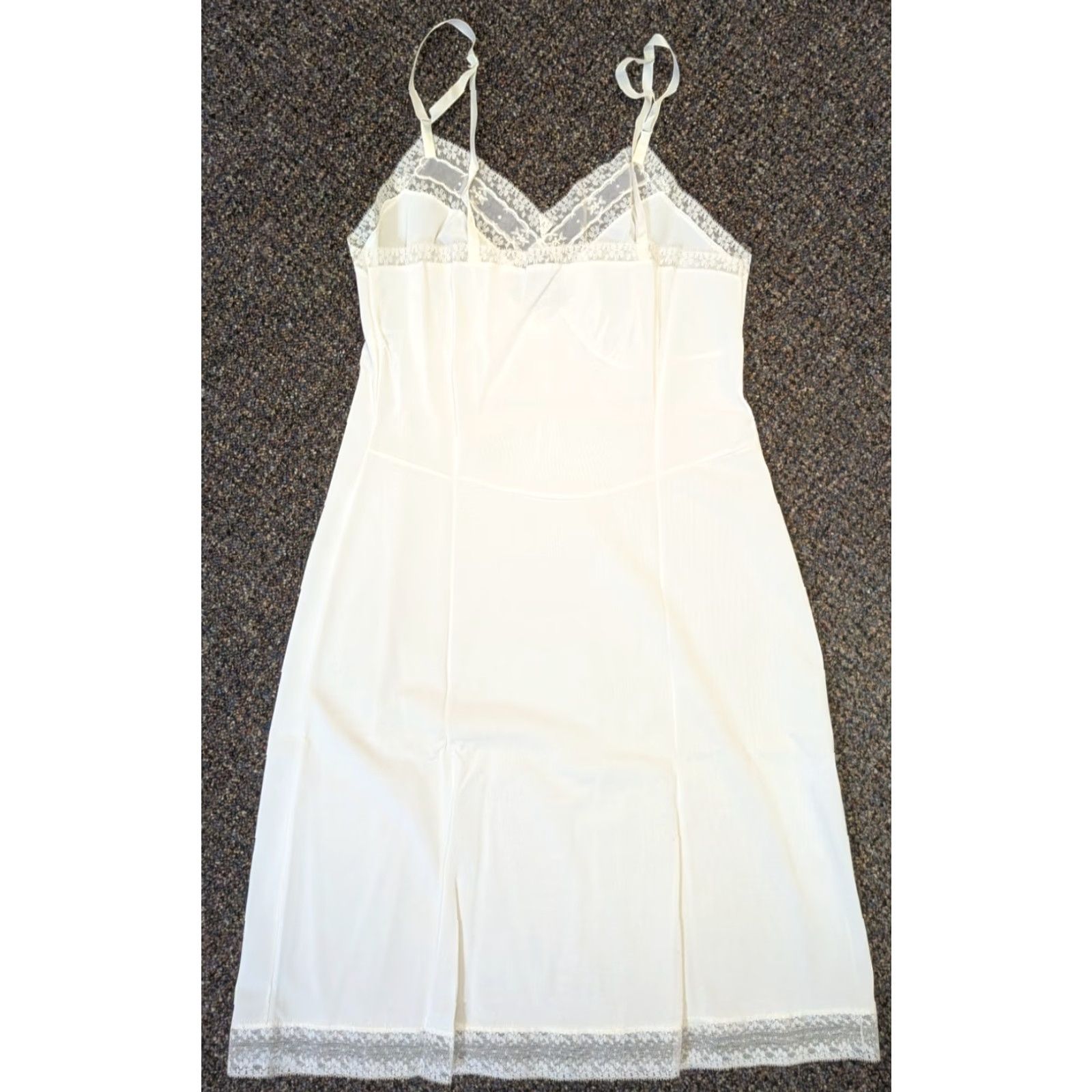 Vintage VINTAGE Lorraine Lingerie Short 34 White Lace Slip Dress Size 24" / US 00 / IT 34 - 6 Thumbnail