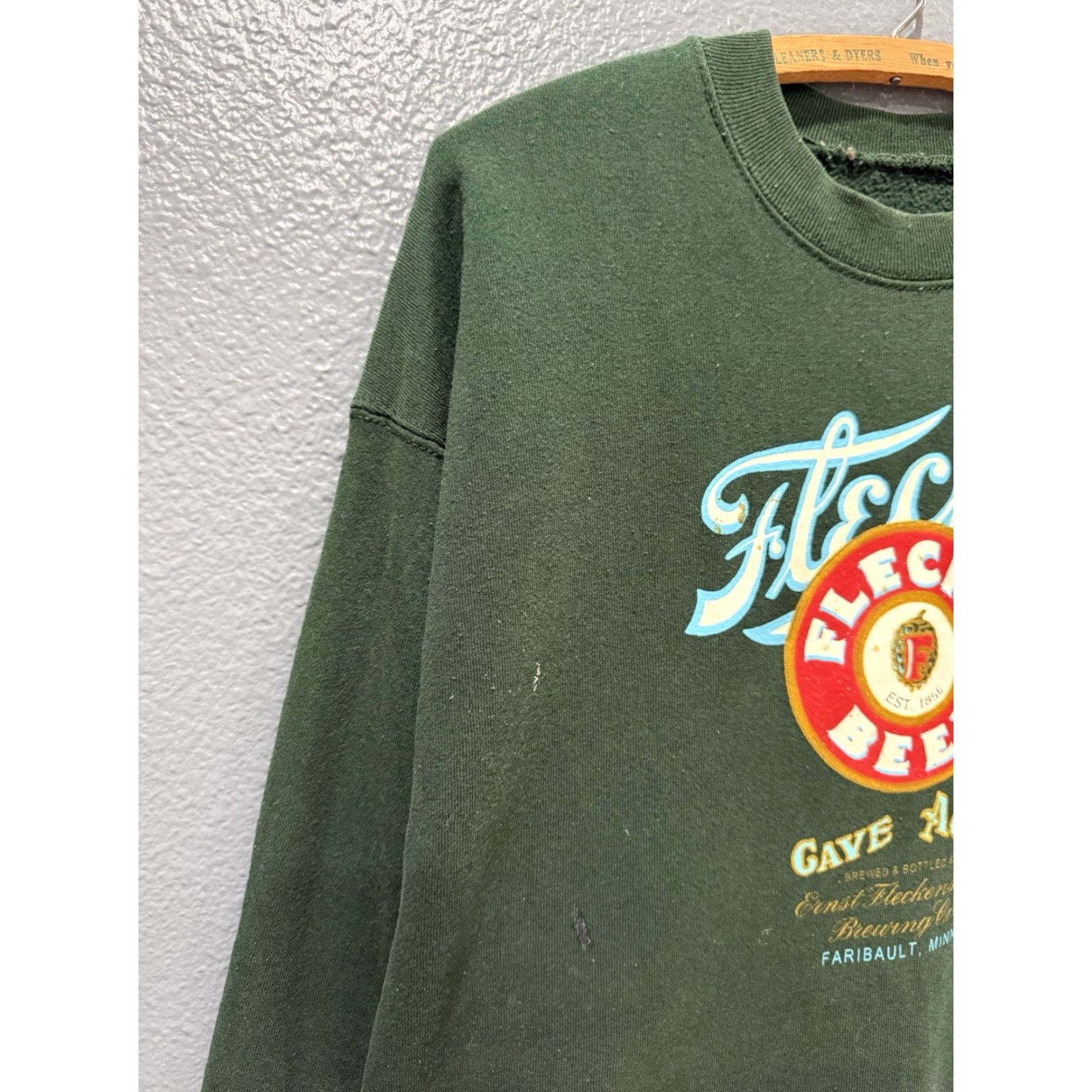 Vintage VINTAGE Flecks Beer Sweatshirt Green 90s Mens M Cotton Pullover Sweatshirt Mid USA Size US M / EU 48-50 / 2 - 6 Thumbnail