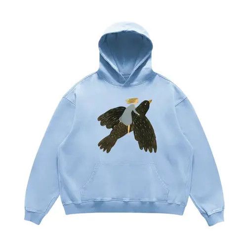 VIBE Hip Hop Bird Riding Girl Print Casual Hooded Sweatshirt Size US M / EU 48-50 / 2 - 3 Thumbnail