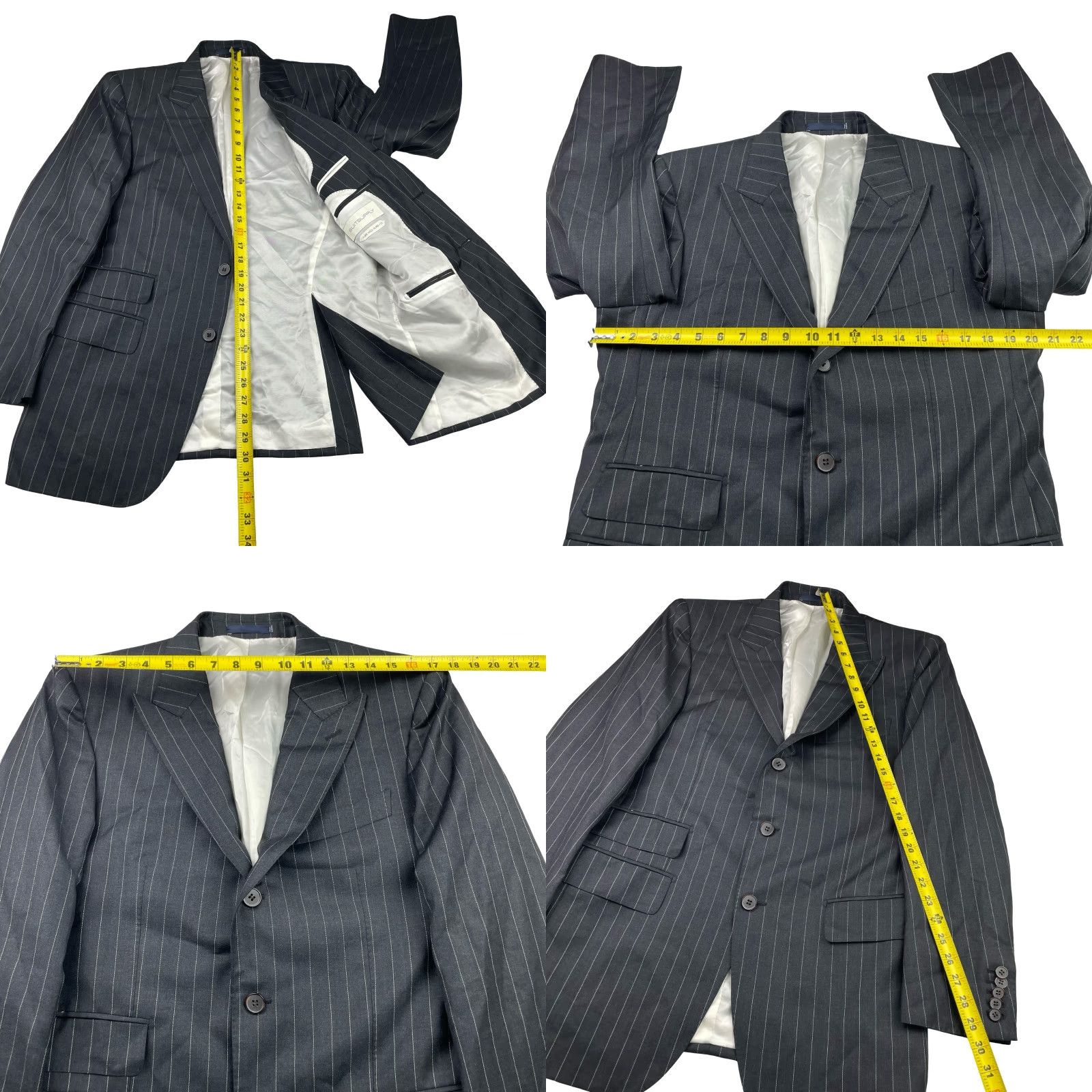 Suitsupply Suitsupply Men’s Washington SB Blazer Gray Stripe 42R Slim Wool 3-Button Notch Lapel Business Jacket Size 42R - 8 Thumbnail