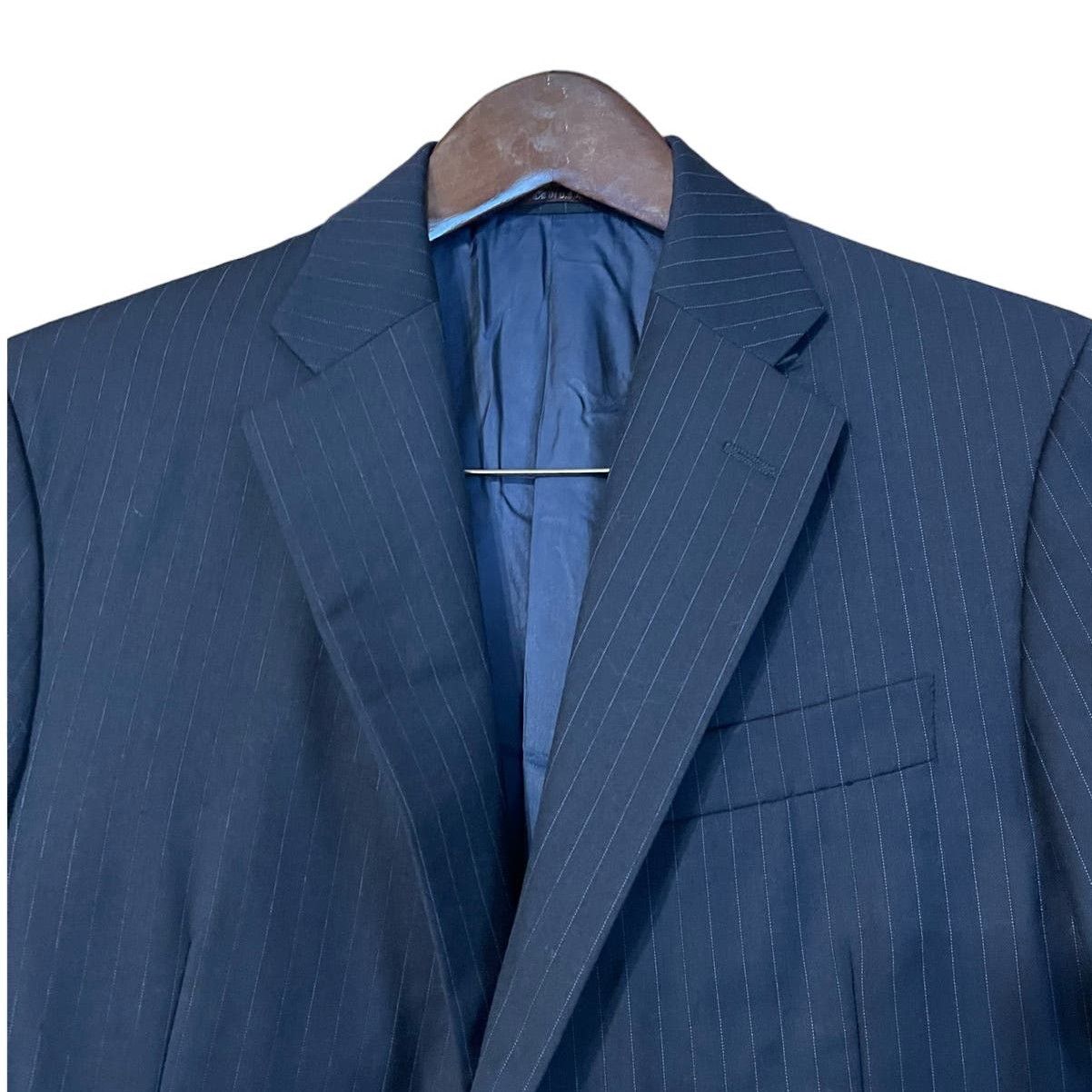 Hickey Freeman Hickey Freeman Mens Blue Pinstripe Sports Jacket Blazer 42R Size 42R - 2 Preview