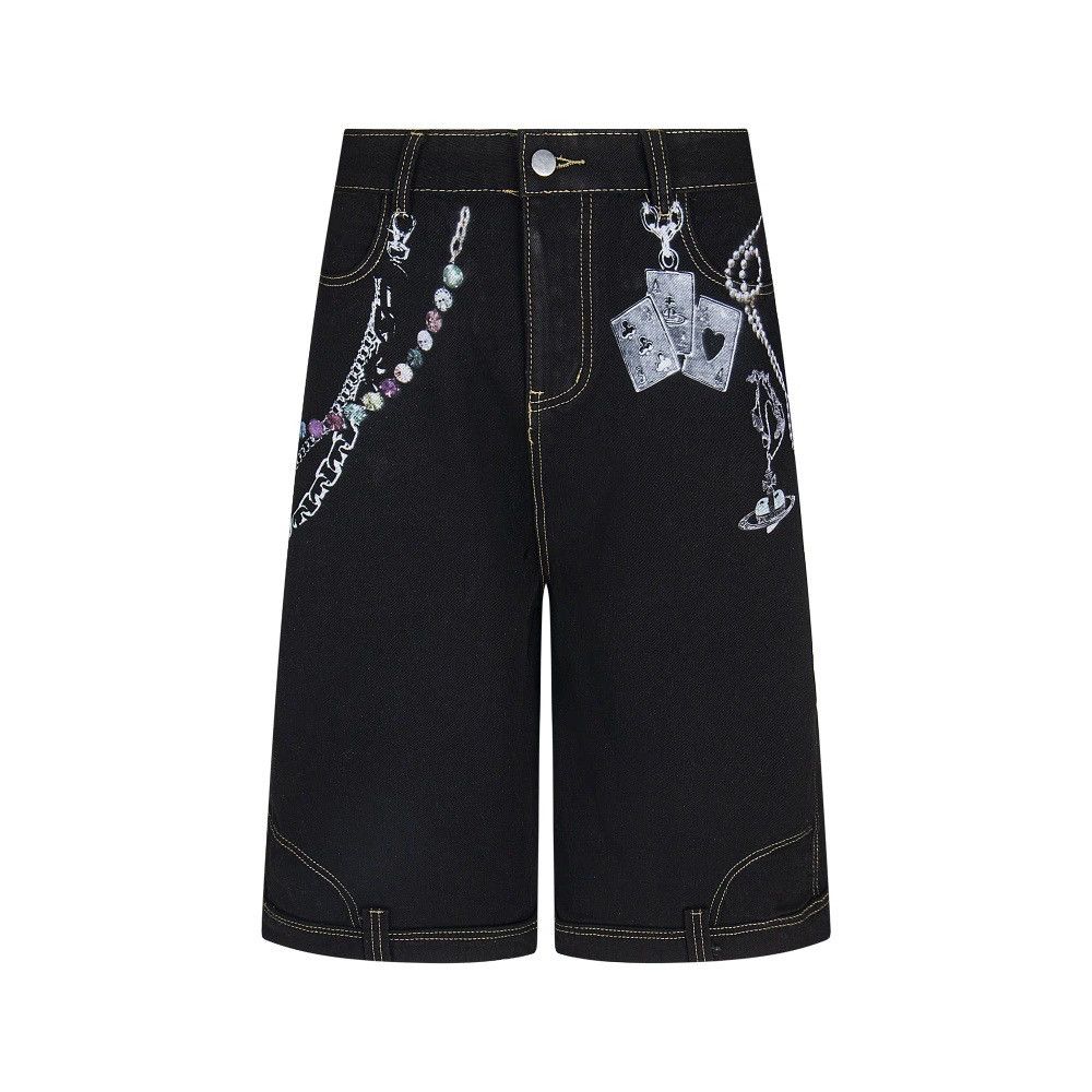 Japanese Brand × Jean Men's washed straight-cut cargo poker print denim shorts Size US 32 / EU 48 - 1 Thumbnail