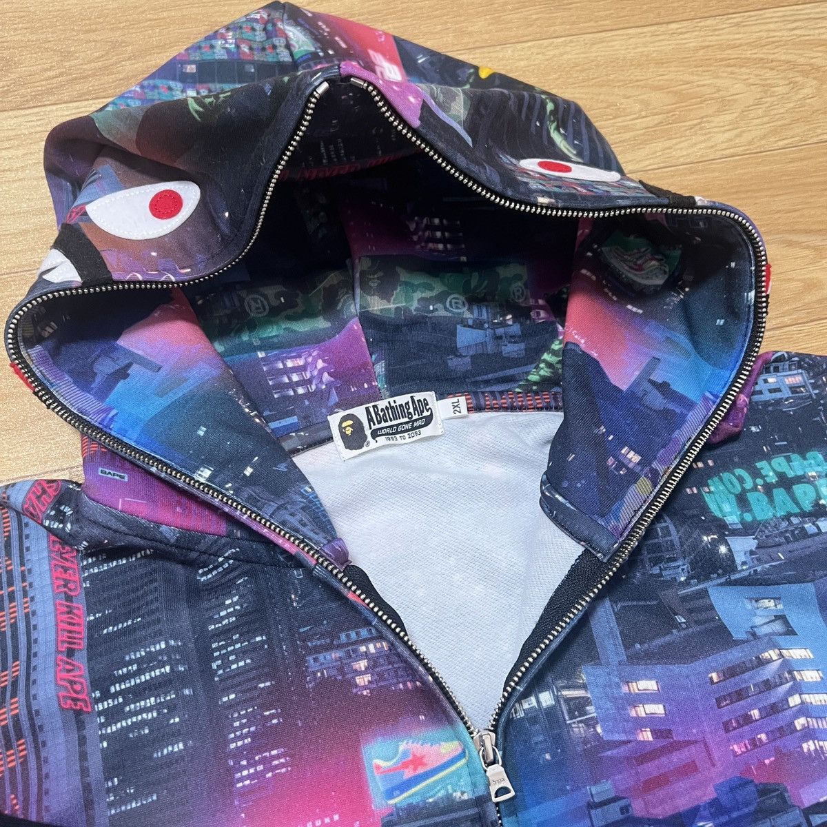 Bape 💥 Bape Tokyo Night View Shark Zip Up Hoodie💥 Size US XXL / EU 58 / 5 - 7 Thumbnail