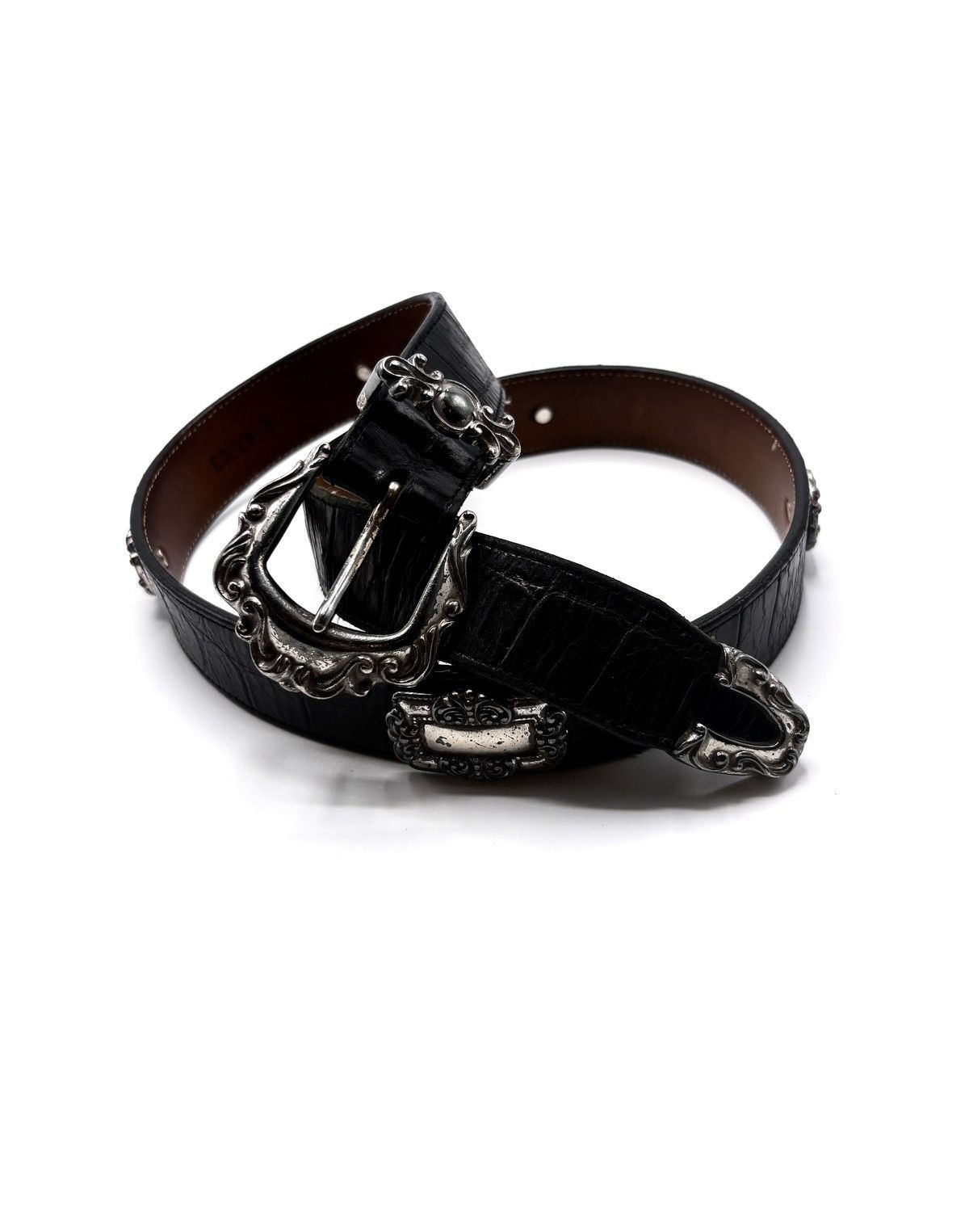 Brighton Brighton Leather Belt w/ Ornate Silver Hardware Size ONE SIZE - 1 Thumbnail