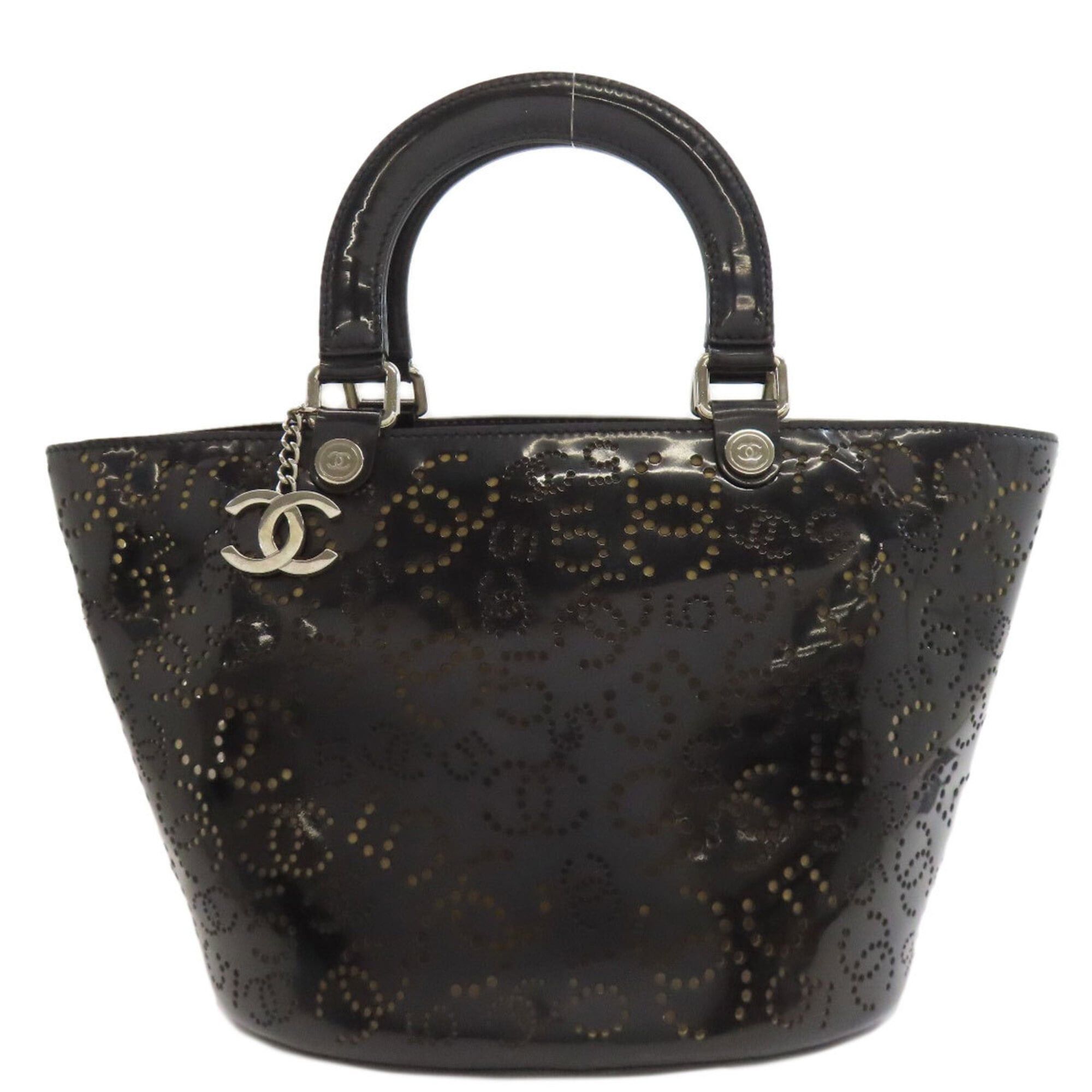 Chanel Chanel Perforated Coco Mark Silver Hardware Handbag Enamel Women's CHANEL Size ONE SIZE - 1 Thumbnail