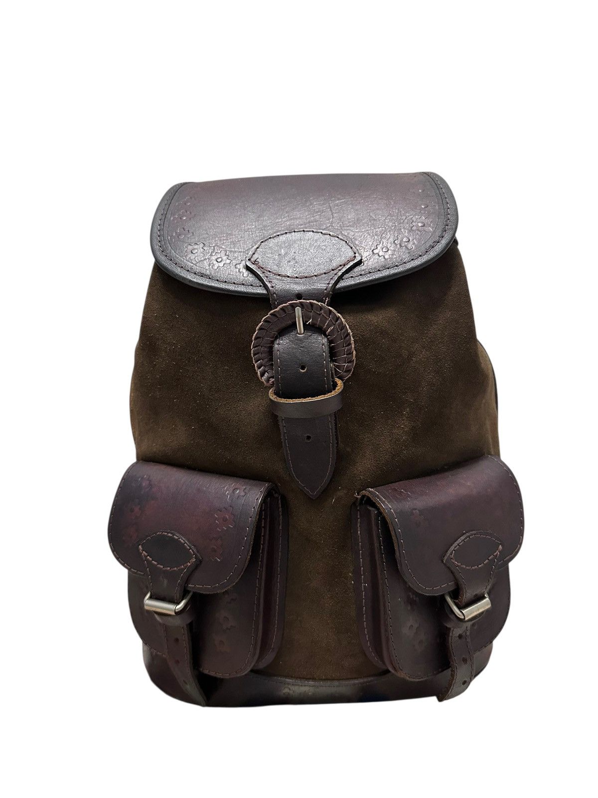 Japanese Brand Vintage Handmade Tactical Pockets Leather Backpack Size ONE SIZE - 3 Thumbnail
