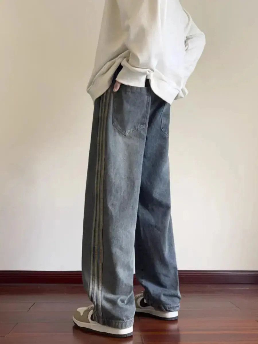 Japanese Brand Three bar jeans men's loose casual trousers Size US 34 / EU 50 - 2 Thumbnail