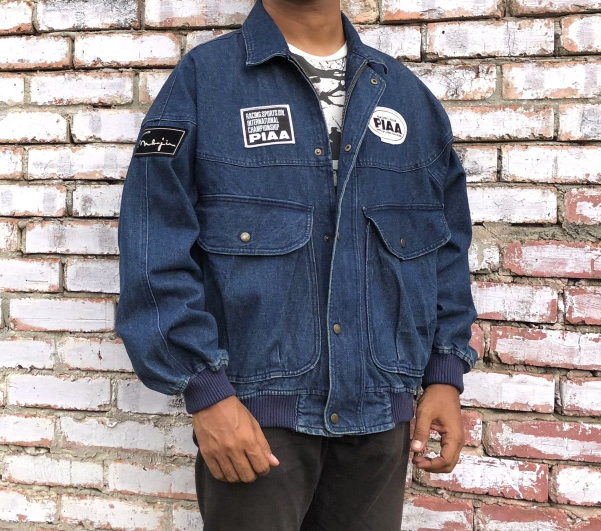 Sports Specialties Vintage PIAA RACING F-1 Denim Logo Jacket with Patch Size US XL / EU 56 / 4 - 3 Thumbnail