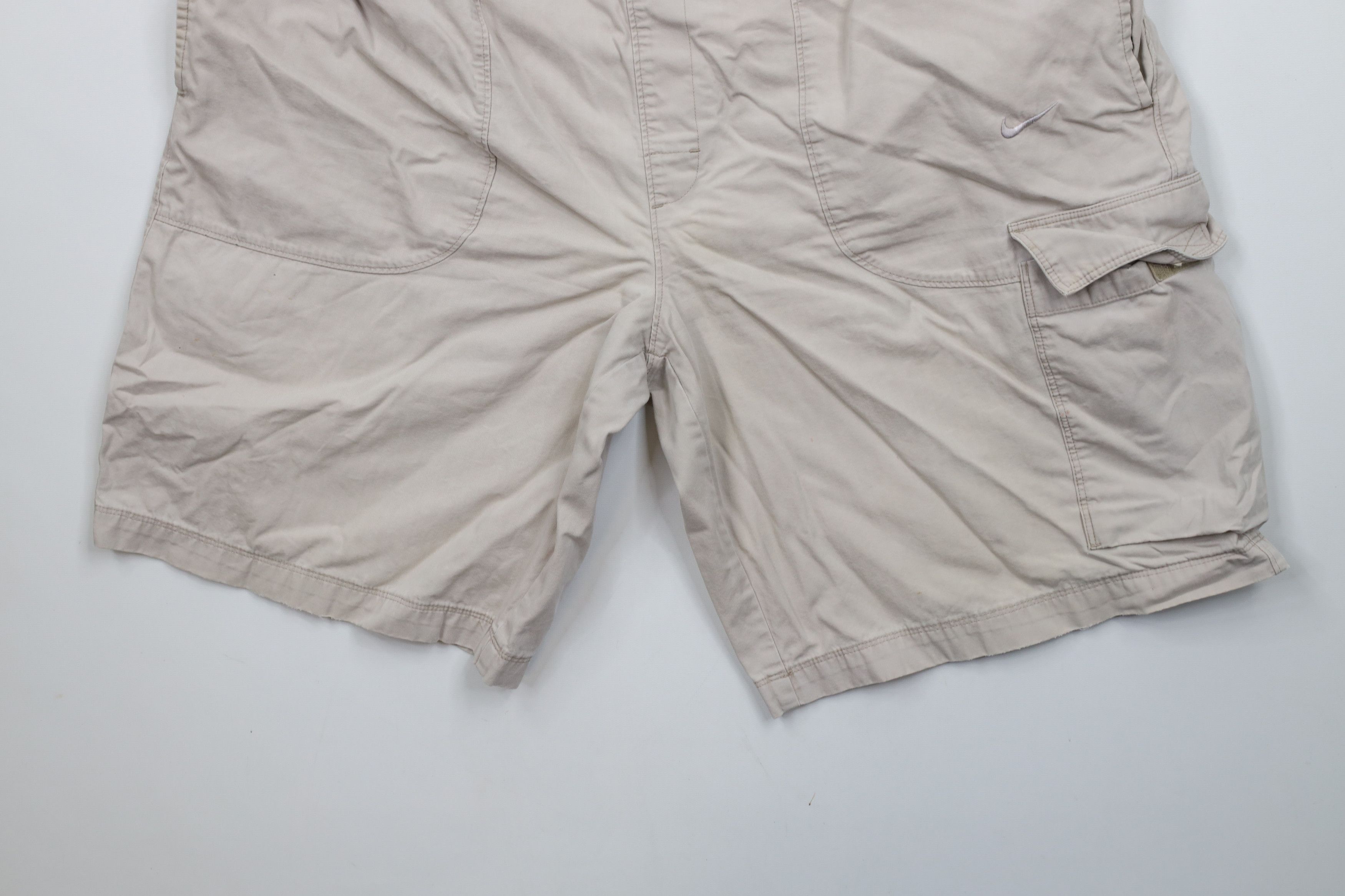 Nike × Vintage Vintage 90s Y2K Nike Travis Scott Mini Swoosh Shorts Beige Size US 34 / EU 50 - 4 Thumbnail