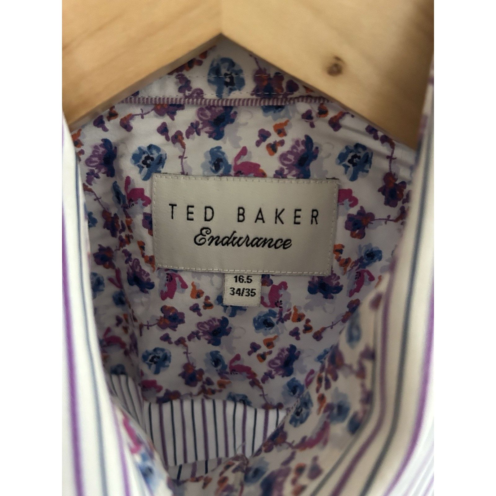 Ted Baker Ted Baker London Stripped Floral Extended-Cuff Shirt 16 1/2 Size US M / EU 48-50 / 2 - 8 Thumbnail