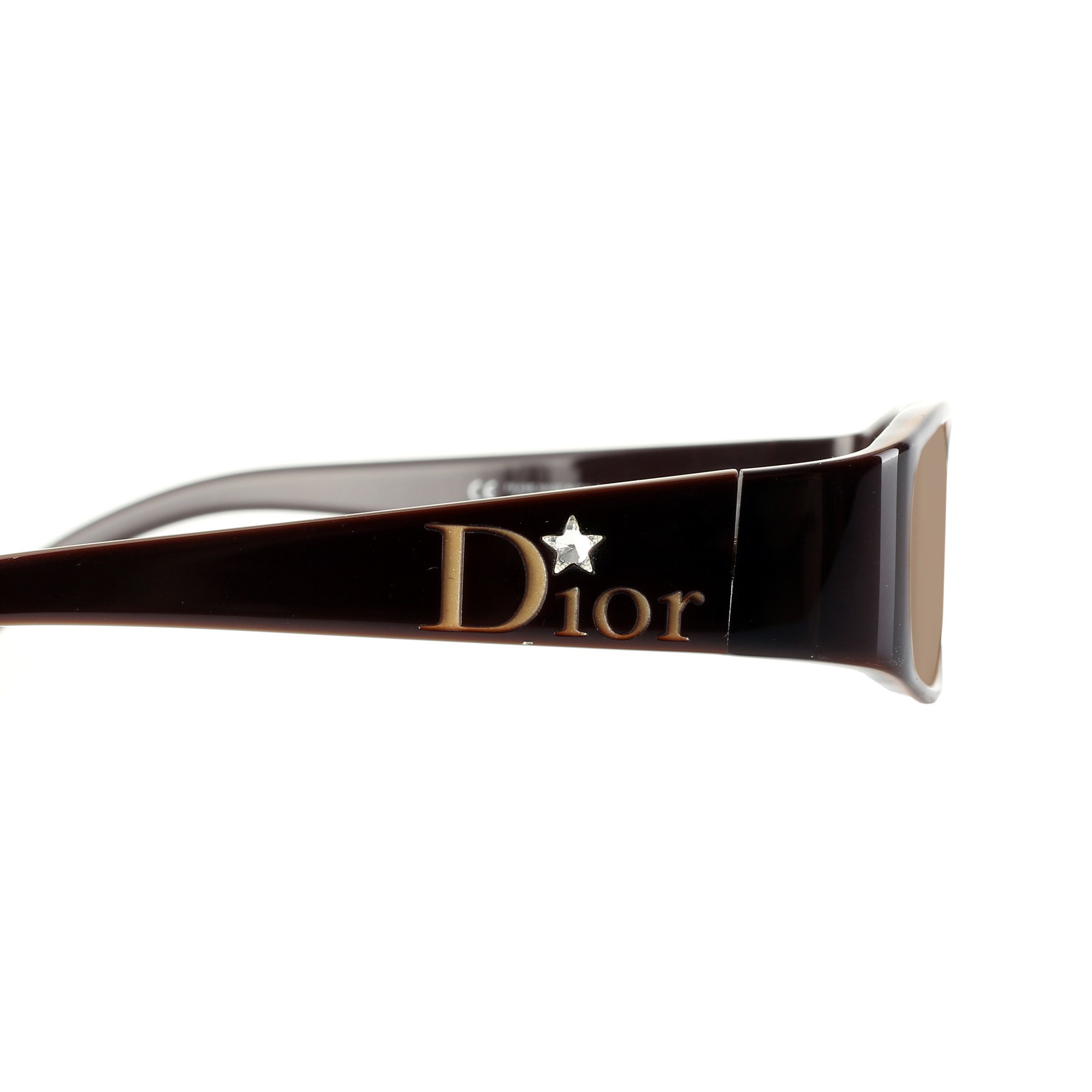 Dior Christian Dior '00s Brown Crystal Star Flat Sunglasses Brown Size ONE SIZE - 3 Thumbnail