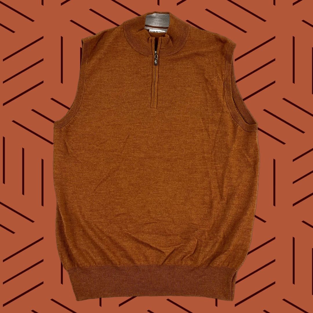 Peter Millar PETER MILLAR Sweater Vest Medium Orange Merino Wool Quarter Zip Pullover Mens Classic Outdoor Size US M / EU 48-50 / 2 - 1 Thumbnail