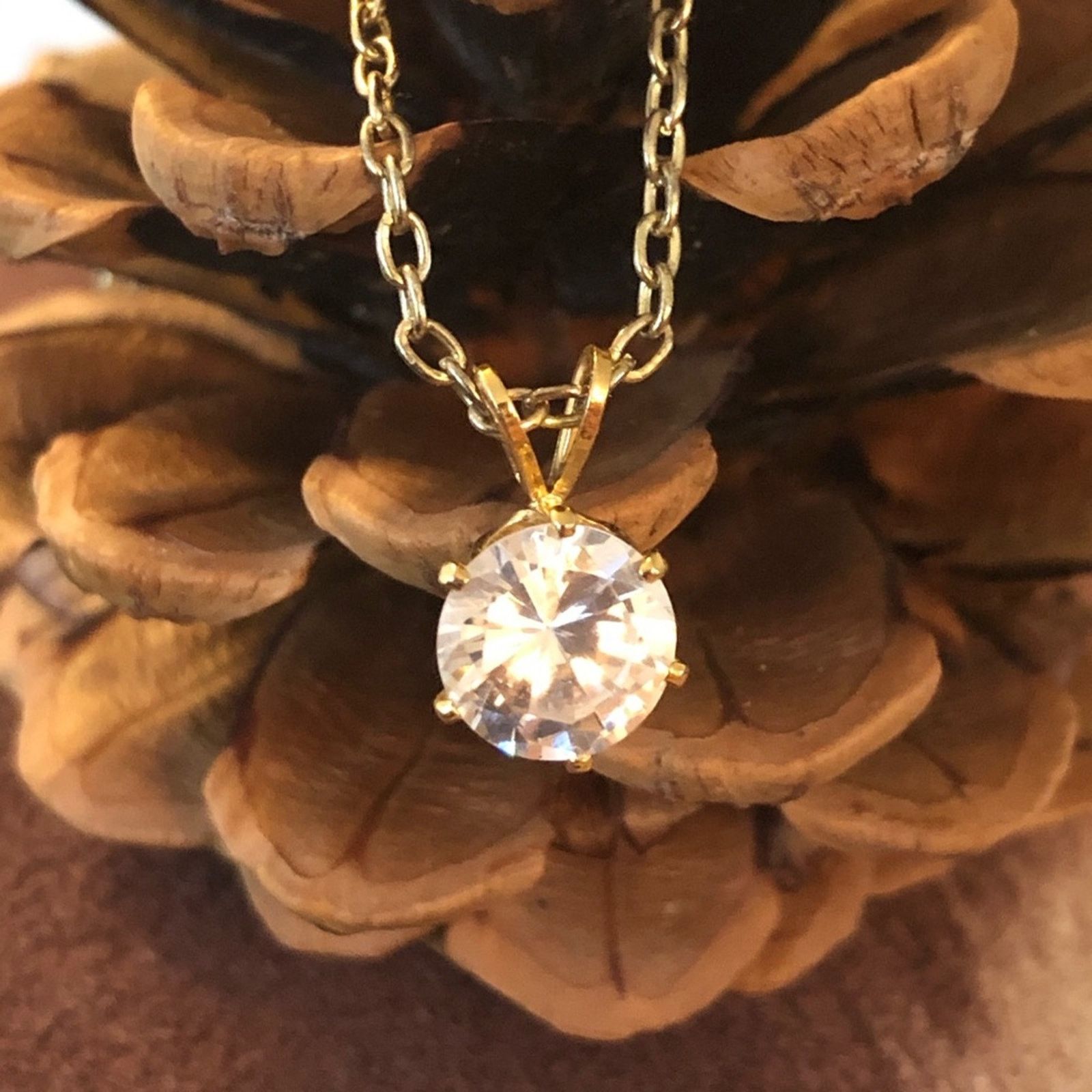 Vintage Vintage round CZ gold plated chain necklace Size ONE SIZE - 2 Thumbnail