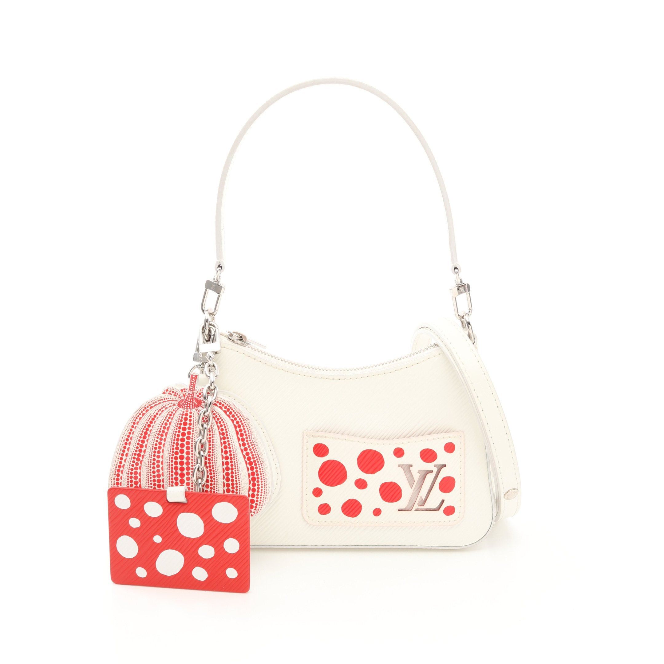 Louis Vuitton Louis Vuitton Louis Vuitton * Yayoi Kusama Malellini Epi Handbag Leather White Red Size ONE SIZE - 1 Thumbnail