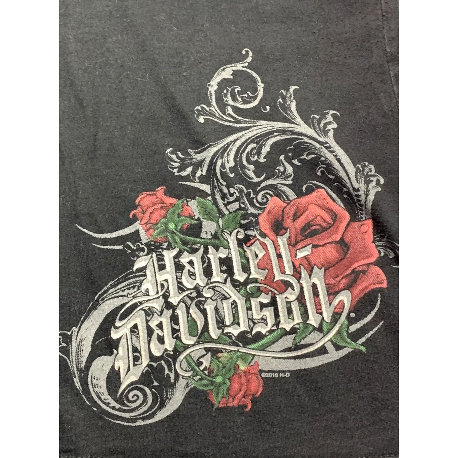 Harley Davidson Harley-Davidson Womens T Shirt Short Sleeve Rose Print Black XL Size XL / US 12-14 / IT 48-50 - 6 Thumbnail