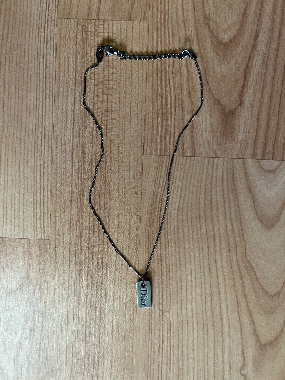 image of Dior Dog Tag Necklace in Silver, Men's