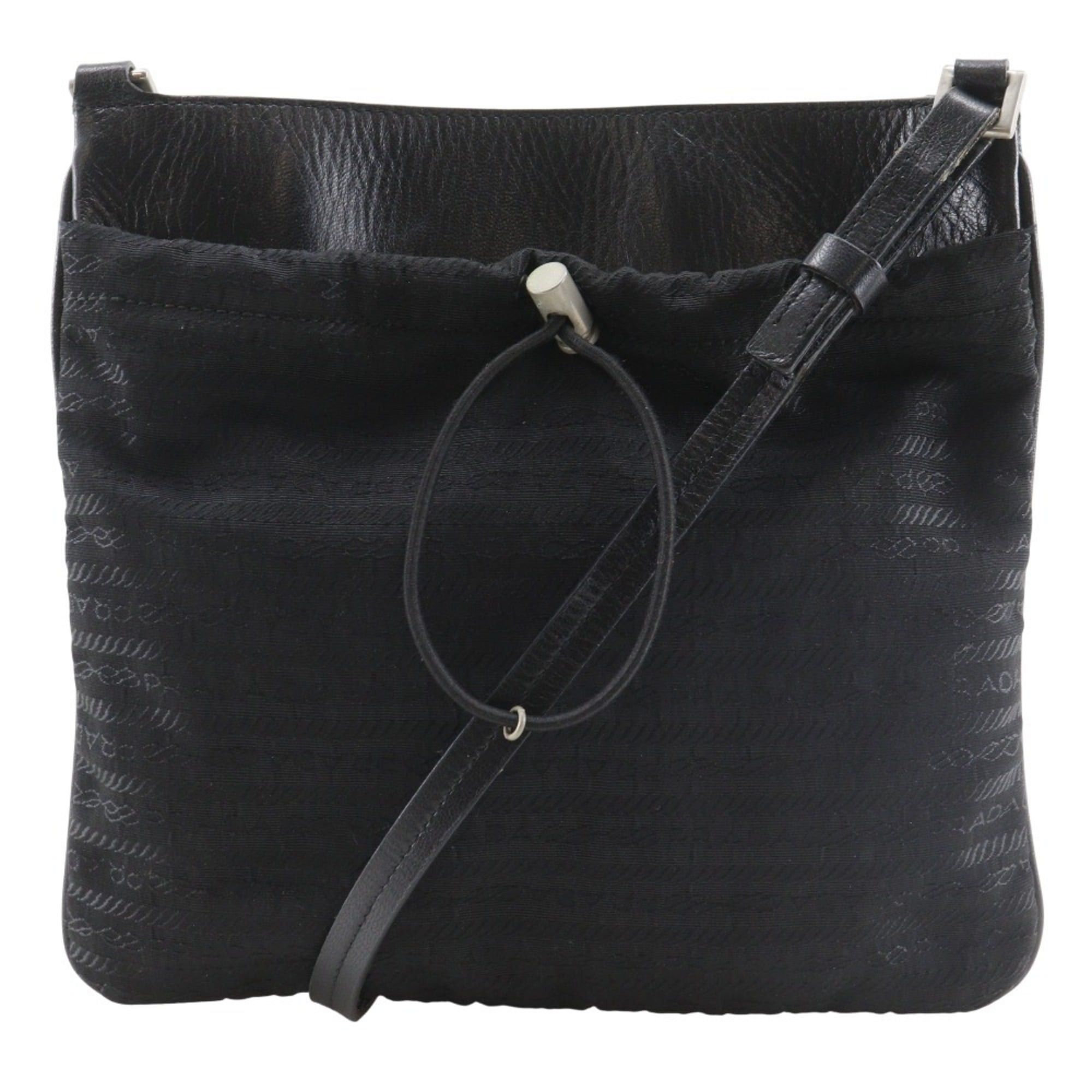 Prada Prada Pochette Shoulder Bag, Nylon x Leather, Black, Women's Size ONE SIZE - 1 Thumbnail
