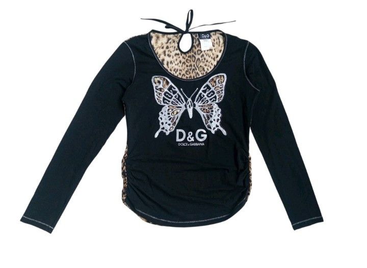 Dolce & Gabbana D&G Vintage Butterfly Long Sleeve Top RARE Size XL / US 12-14 / IT 48-50 - 1 Thumbnail