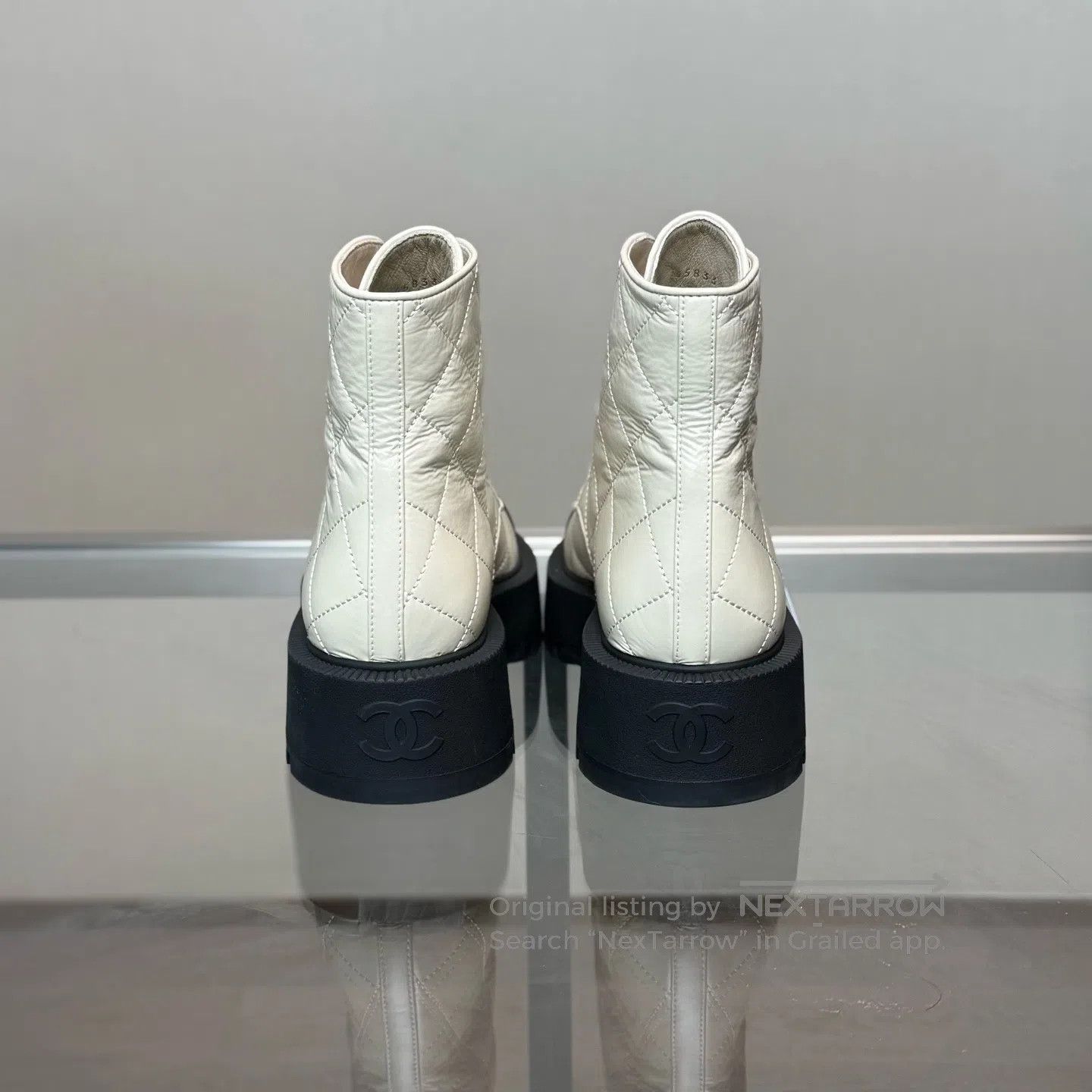 Chanel Chanel Beige patchwork Martin boots Size US 7.5 / IT 37.5 - 4 Thumbnail