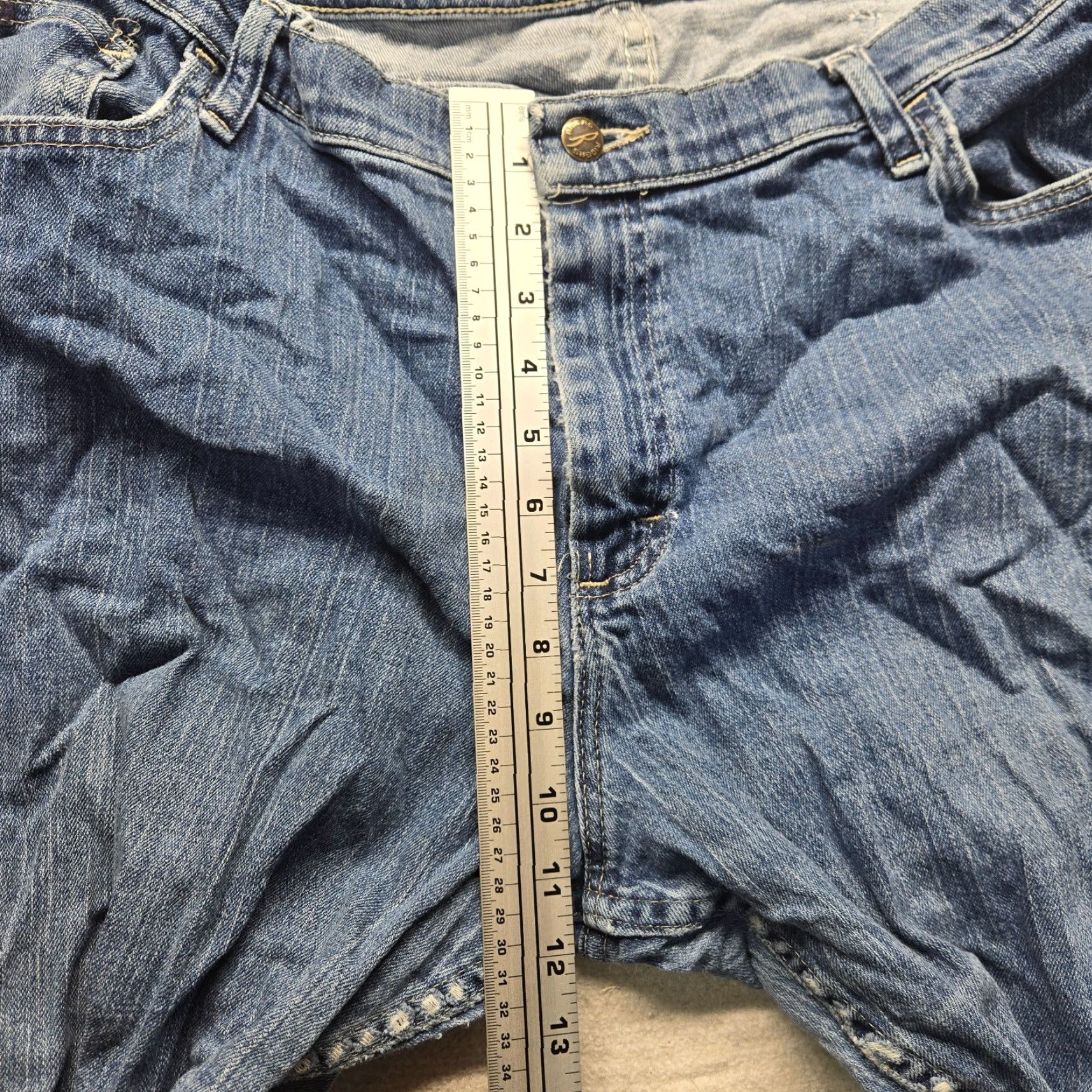Denime RIDERS DENIM Jeans Blue Denim Pants 24W Plus Women Stretch Straight High Rise 9 in Belt Loops 5-Pocket Modern Vintage No Size 42" / US 20 - 6 Thumbnail
