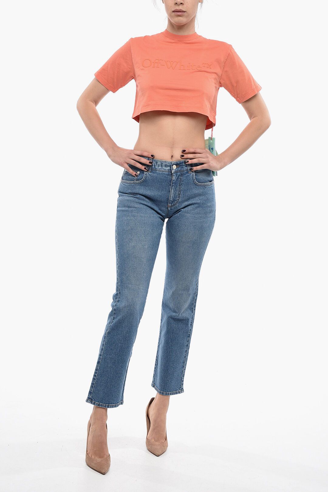 Stella McCartney og1mm0824 Cotton Regular Fit Denims With Belt in Blue Size 29" - 4 Thumbnail