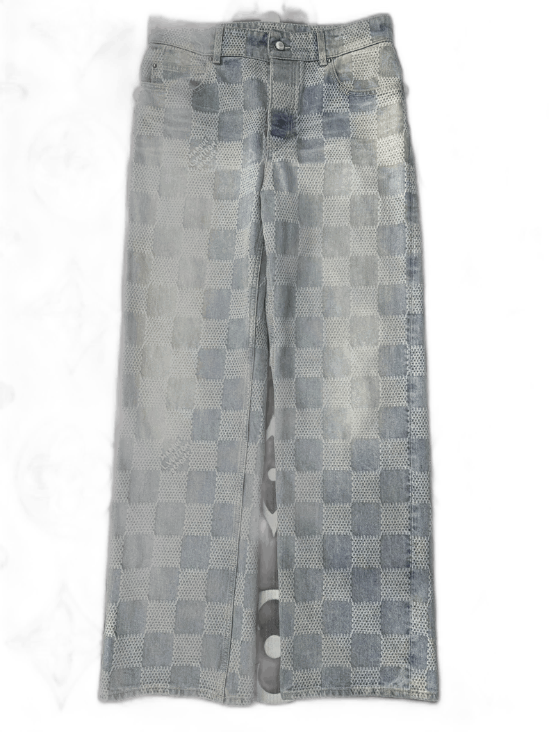 Louis Vuitton LV checkered straight jeans-2508 Size US 33 - 1 Thumbnail