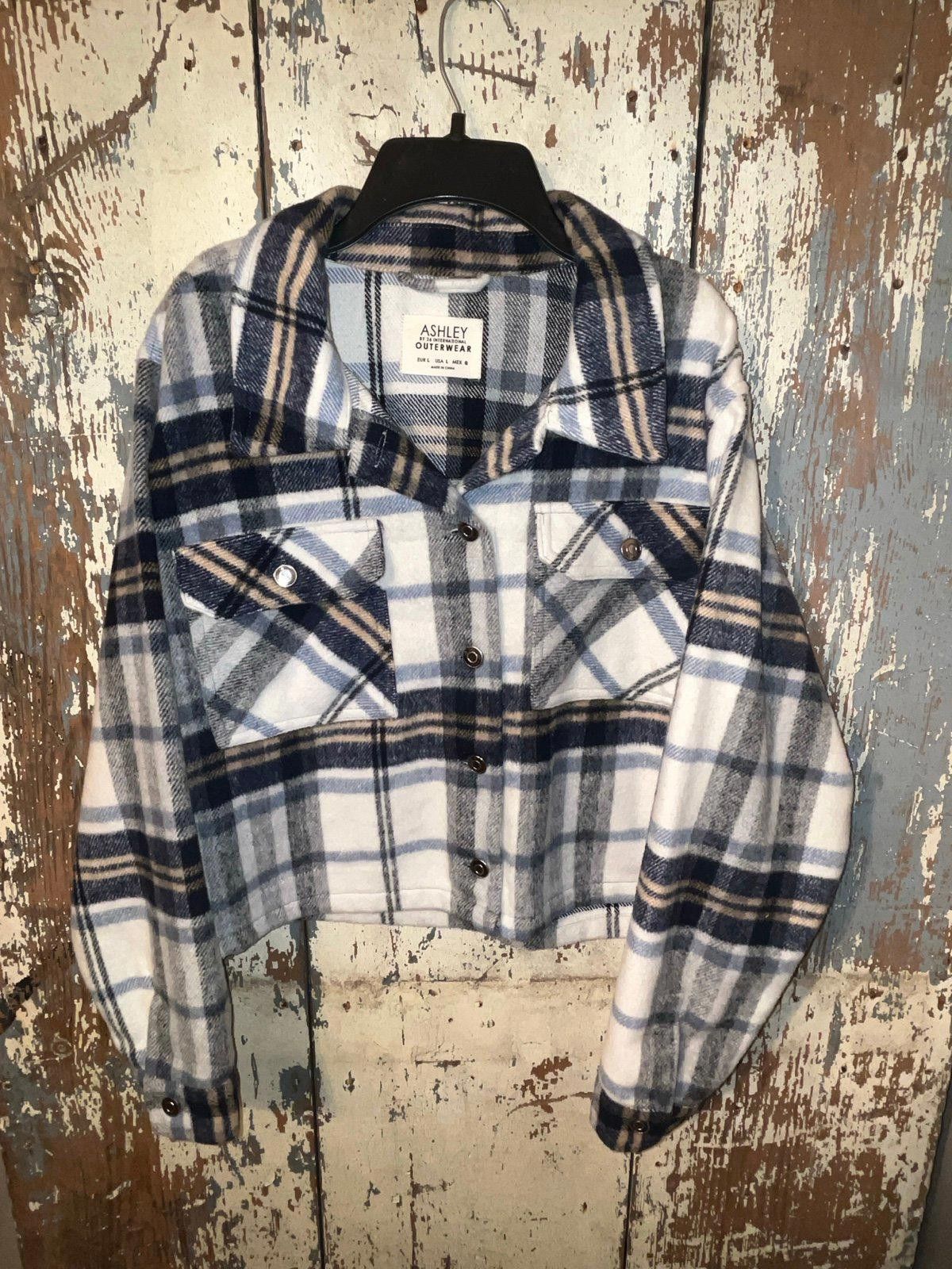 Designer Ashley by 26 international Outerwear Large plaid shacket Size L / US 10 / IT 46 - 1 Thumbnail