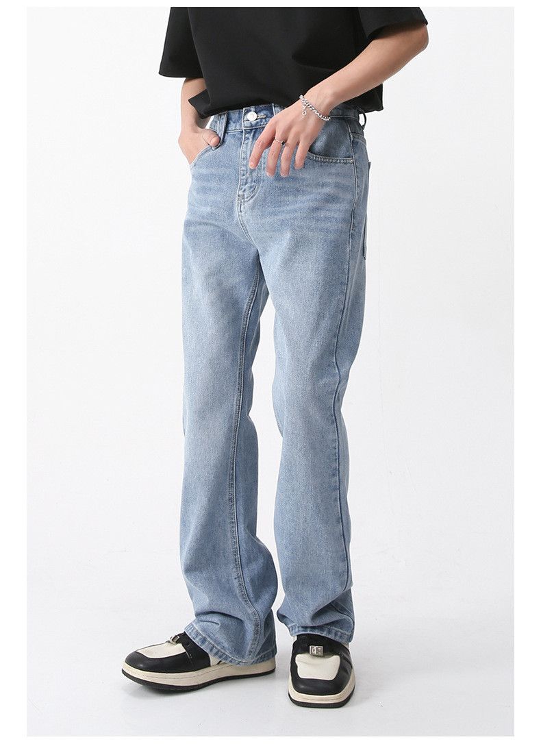 Japanese Brand Men's fashion elastic waist light blue bootcut jeans y2k Size US 32 / EU 48 - 3 Thumbnail