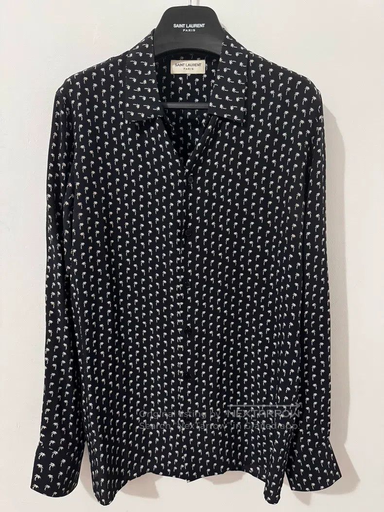 Saint Laurent Paris Saint Laurent Paris Silk black and white palm print shirt Size XS / US 0-2 / IT 36-38 - 1 Thumbnail