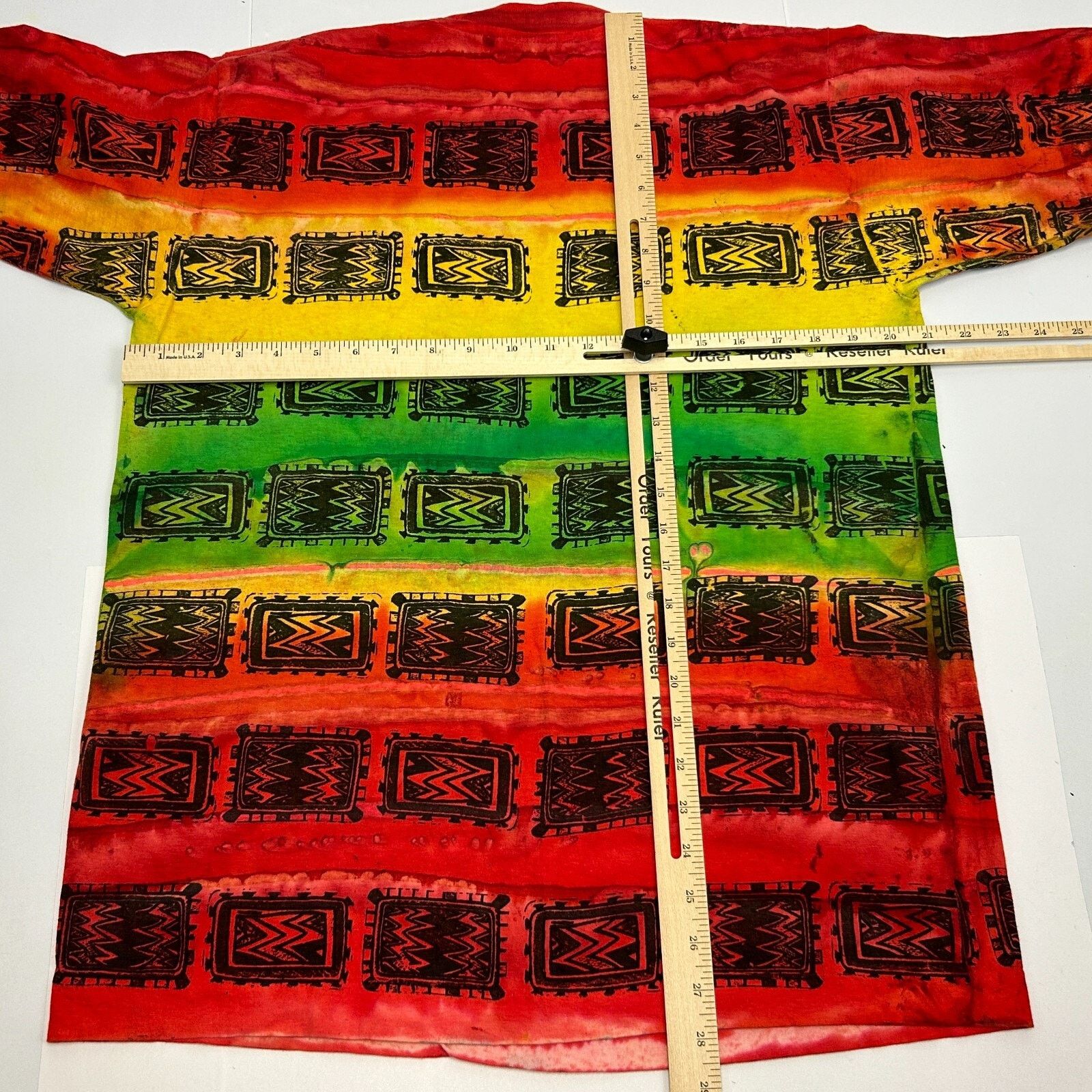 Vintage Vintage 90s Tribal Aztec Striped T Shirt Red Tie Dye L Large Size US L / EU 52-54 / 3 - 6 Thumbnail
