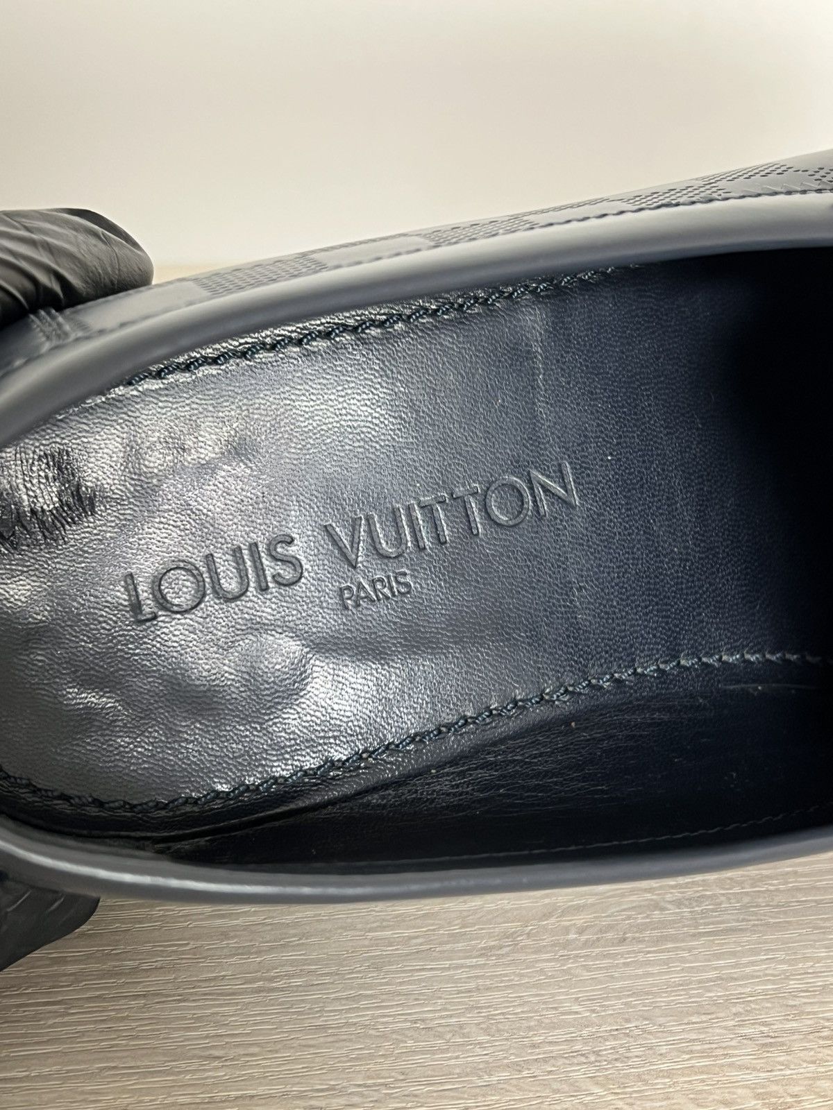 Louis Vuitton Louis Vuitton Damier Embossed Leather Penny Loafers Blue 10 Size US 10 / EU 43 - 23 Thumbnail
