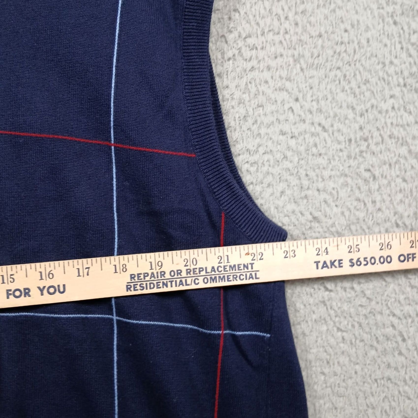 Lyle & Scott Lyle & Scott Sweater Vest Mens XL Blue Plaid V-Neck Cotton Scotland Size US XL / EU 56 / 4 - 6 Thumbnail