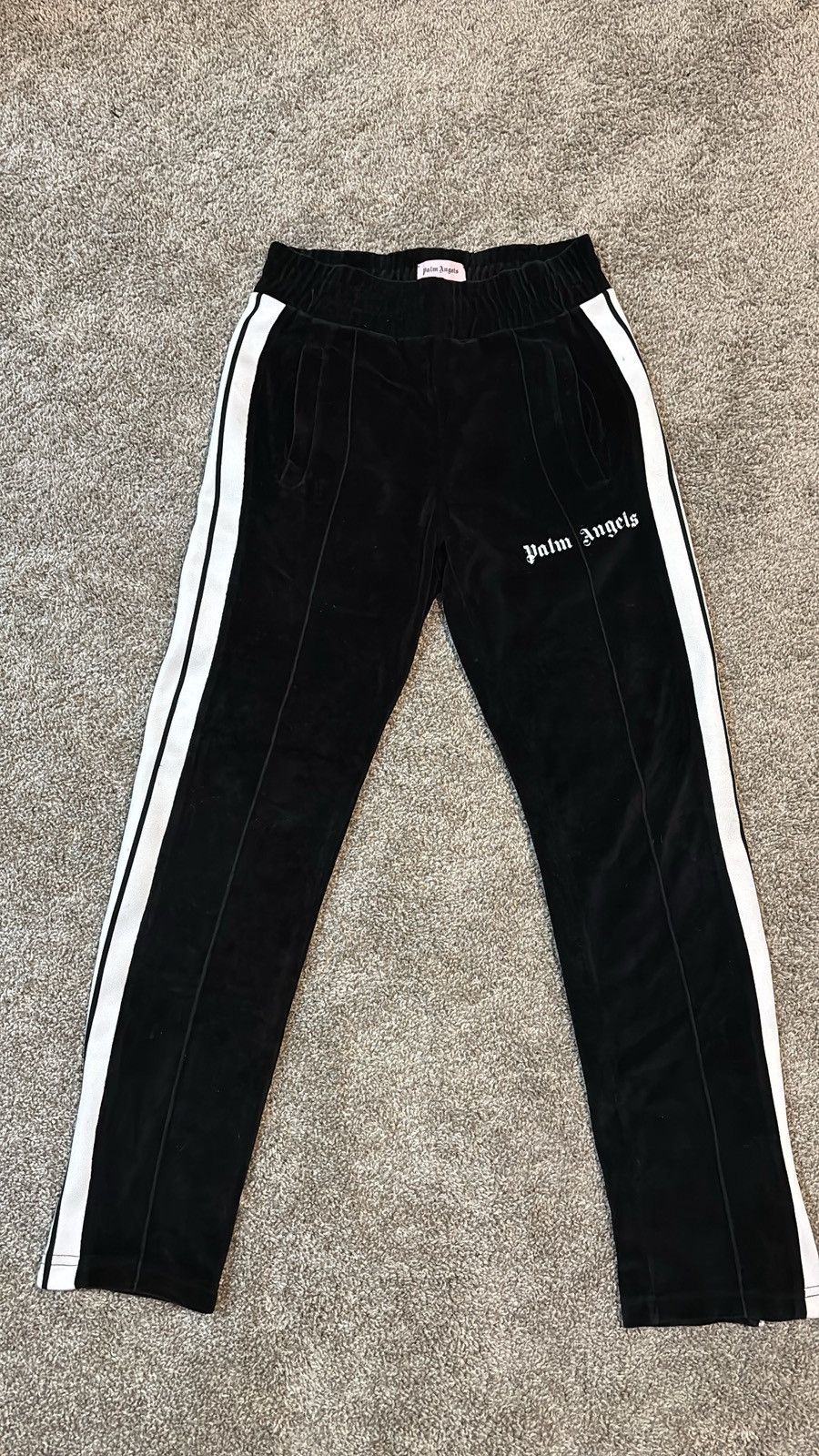 Palm Angels Palm Angels black velvet track pants Size US 29 - 1 Thumbnail