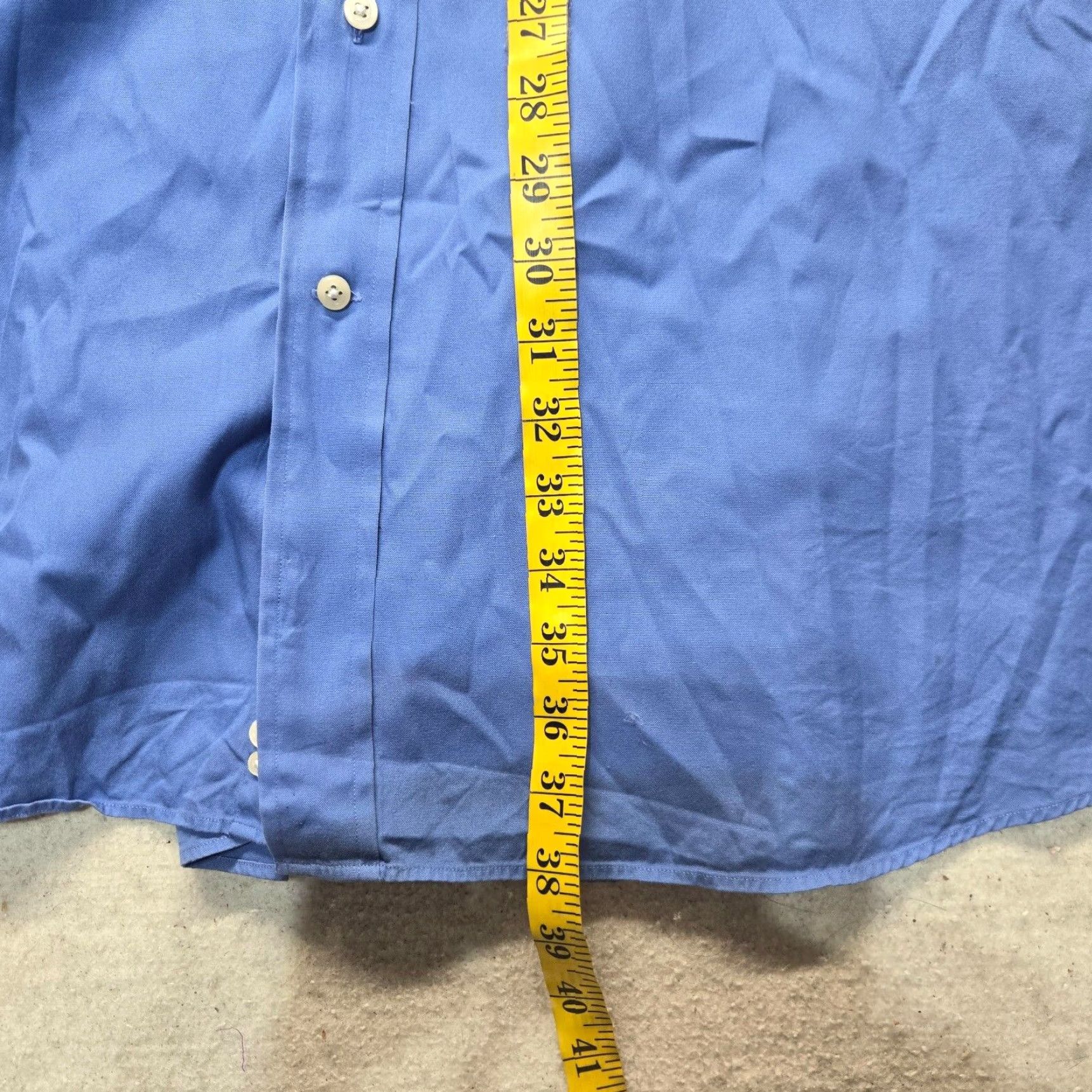 Stafford STAFFORD Dress Shirt Solid Blue Long Sleeve Button Up Adult Men 18.5 37 Tall Wrinkle Resistant Big & Tall 18.5 Mens Shirt Size 48R - 7 Thumbnail